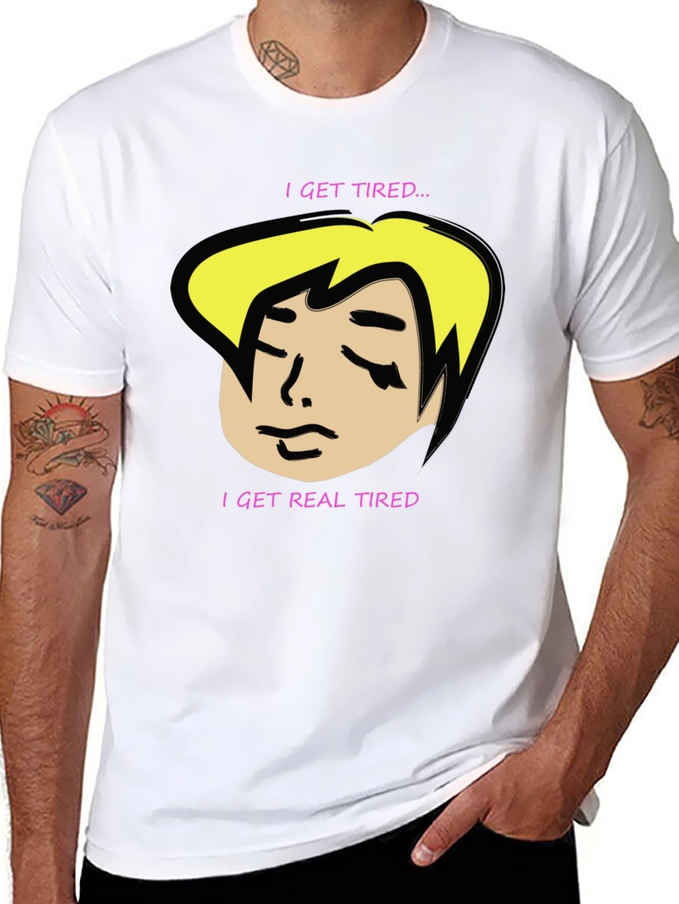 Black I Get Tired T-Shirt - Funny Graphic Tee view 8