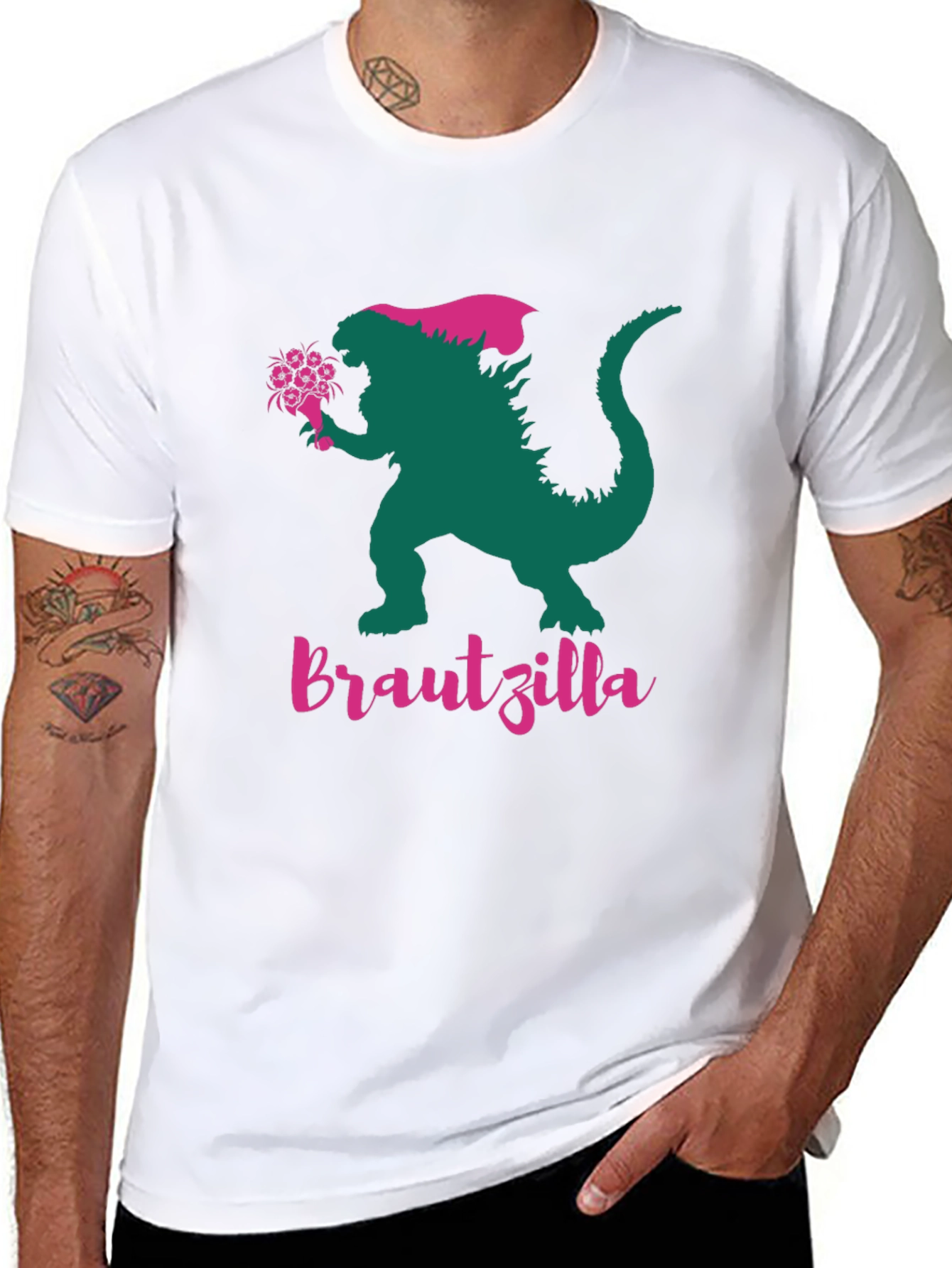 Black Bridesauruszilla Graphic Tee - Hilarious Bridal Shirt view 8