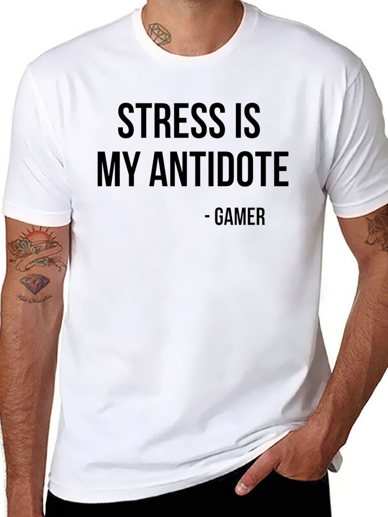 Black Stress Is My Antidote Gamer Graphic Tee view 8