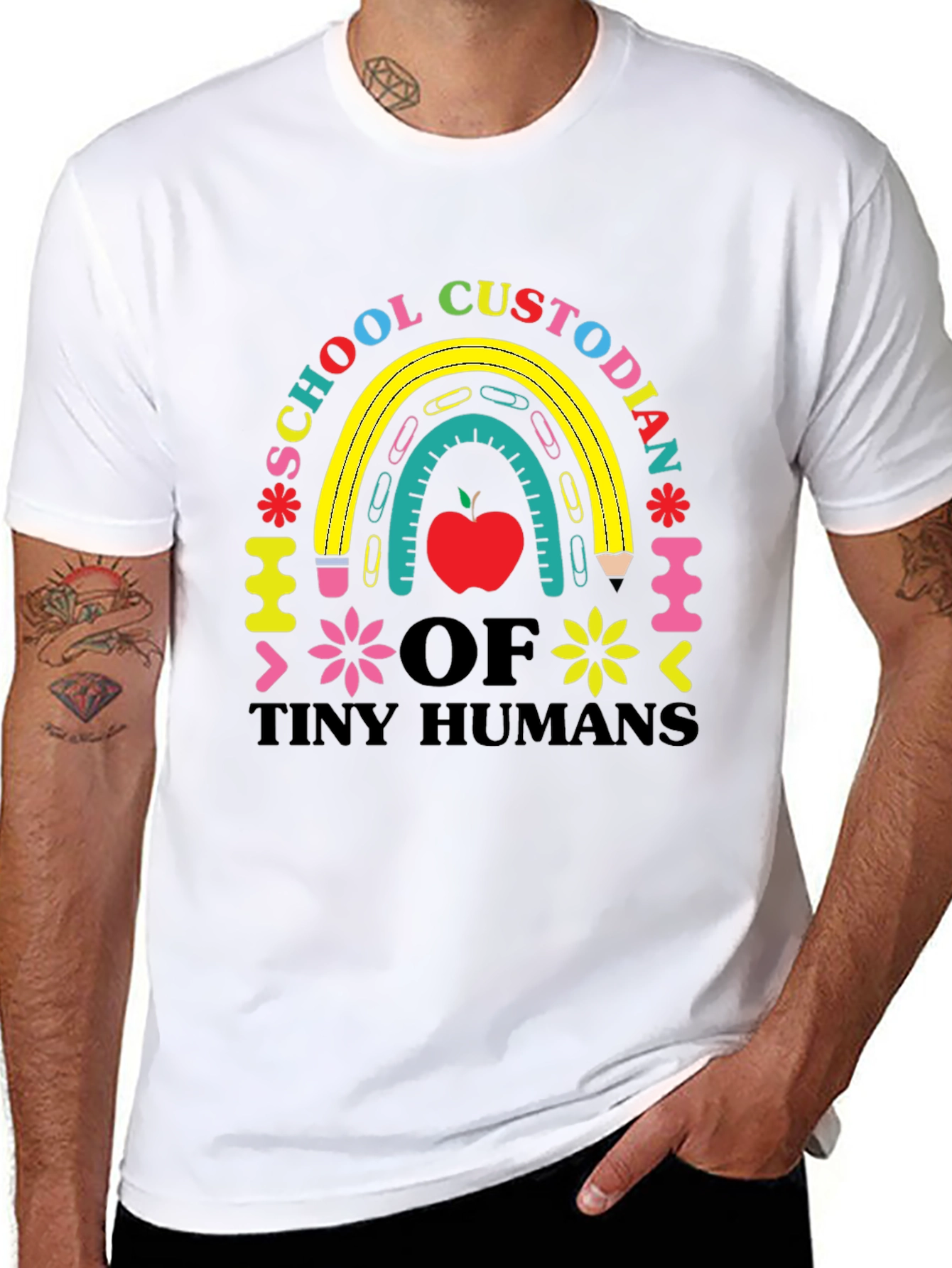 Black School Custodian of Tiny Humans T-Shirt view 8