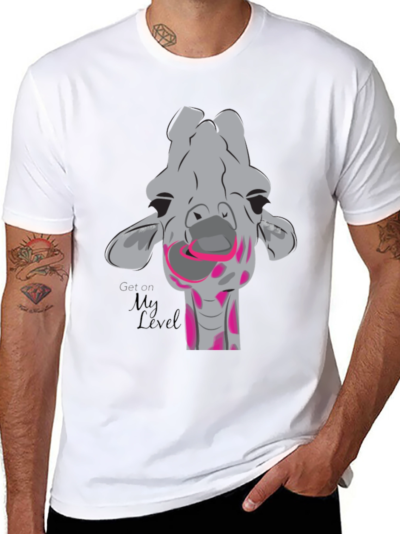 Black Giraffe Humor T-Shirt - Get On My Level view 8