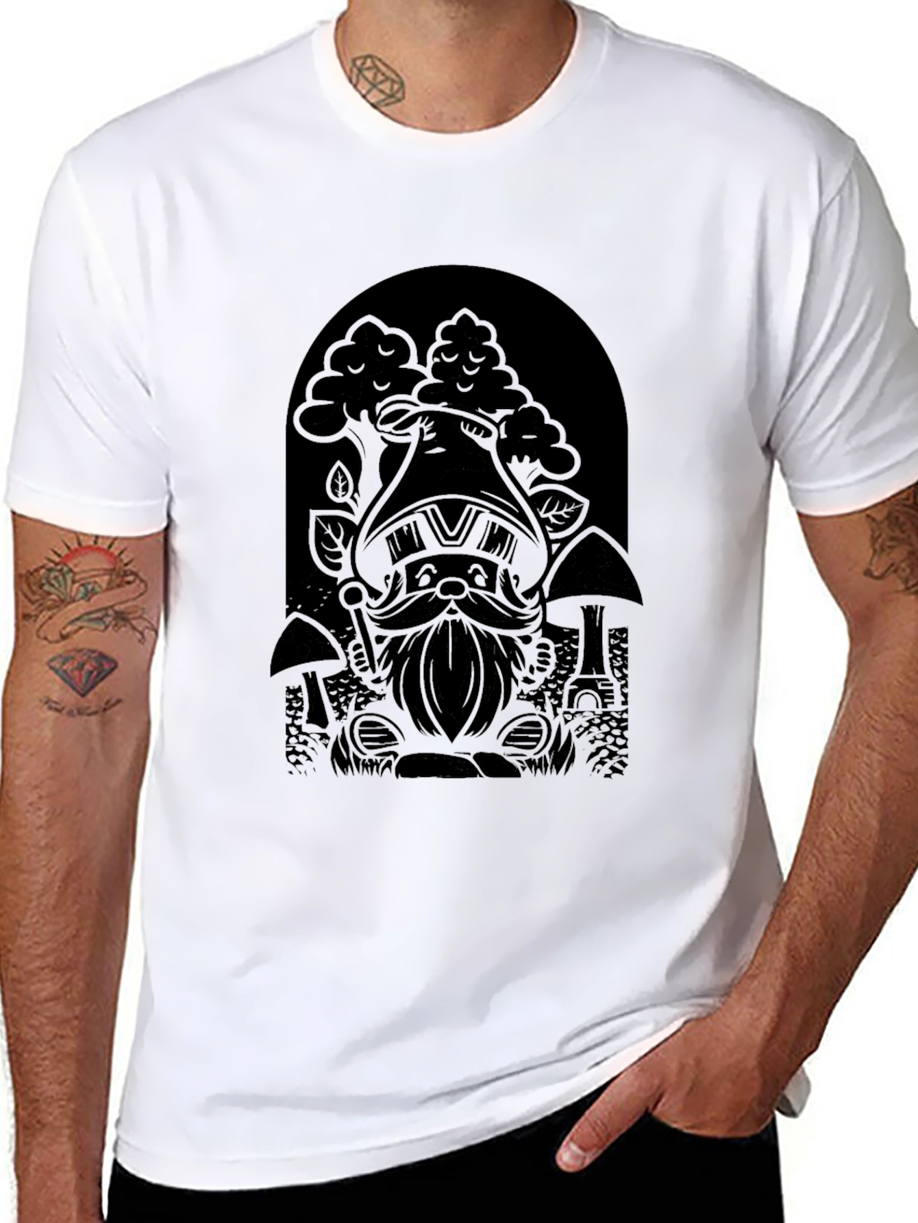 Gnome Graphic Tee - Black Cotton Blend - 8