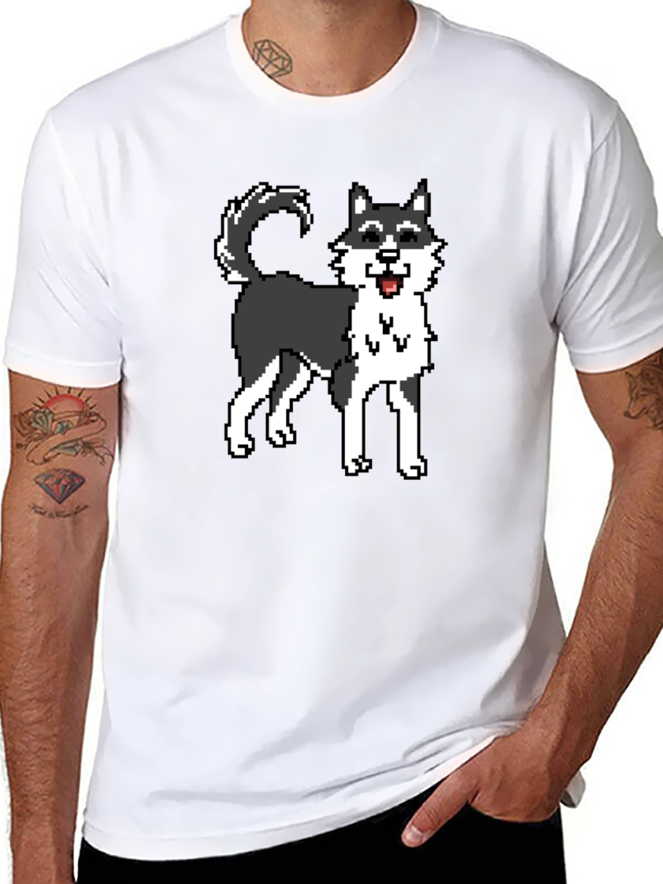 Black Pixel Husky Graphic Tee - Black view 8