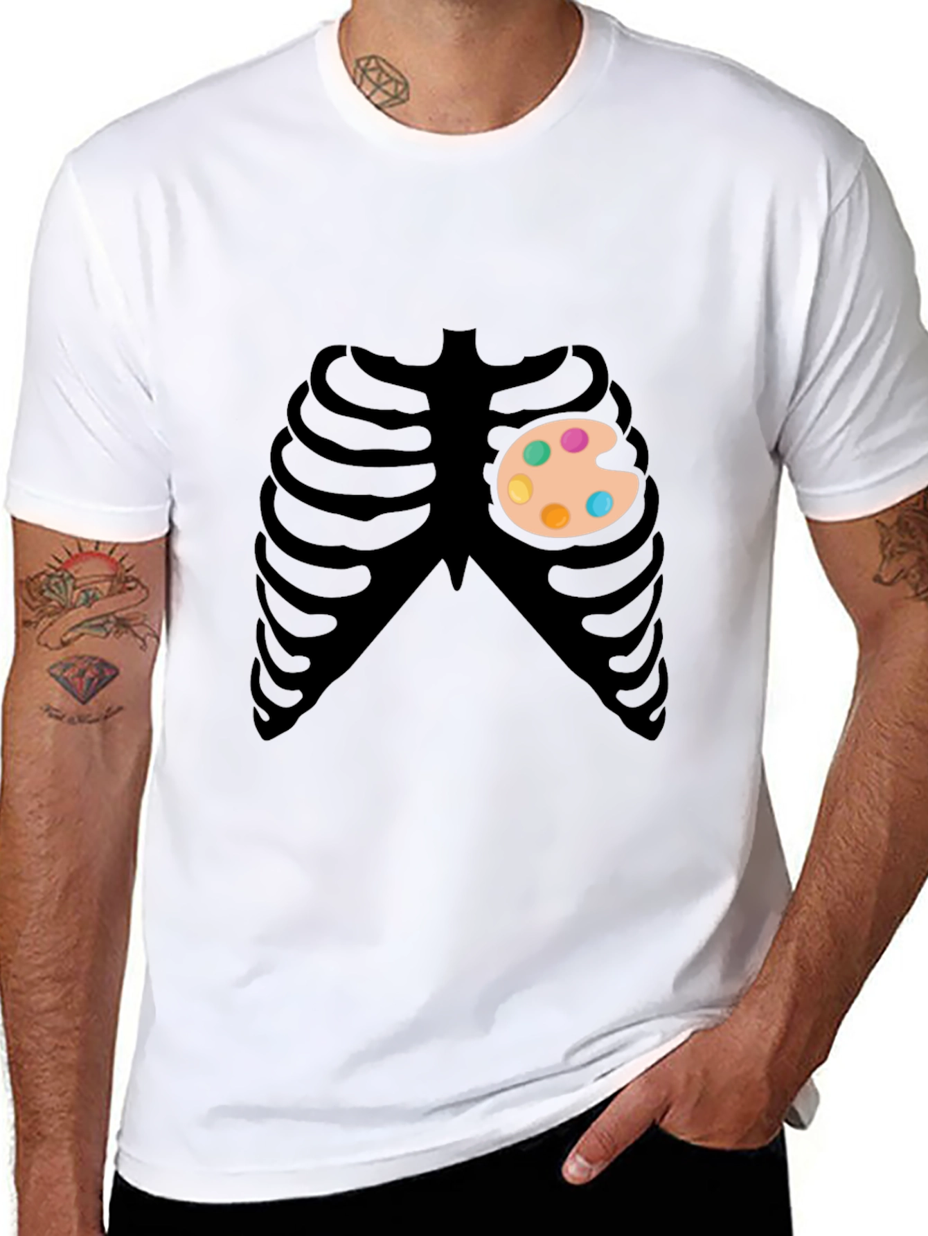 Artsy Skeleton Graphic Tee - Creative Heart T-Shirt - 8