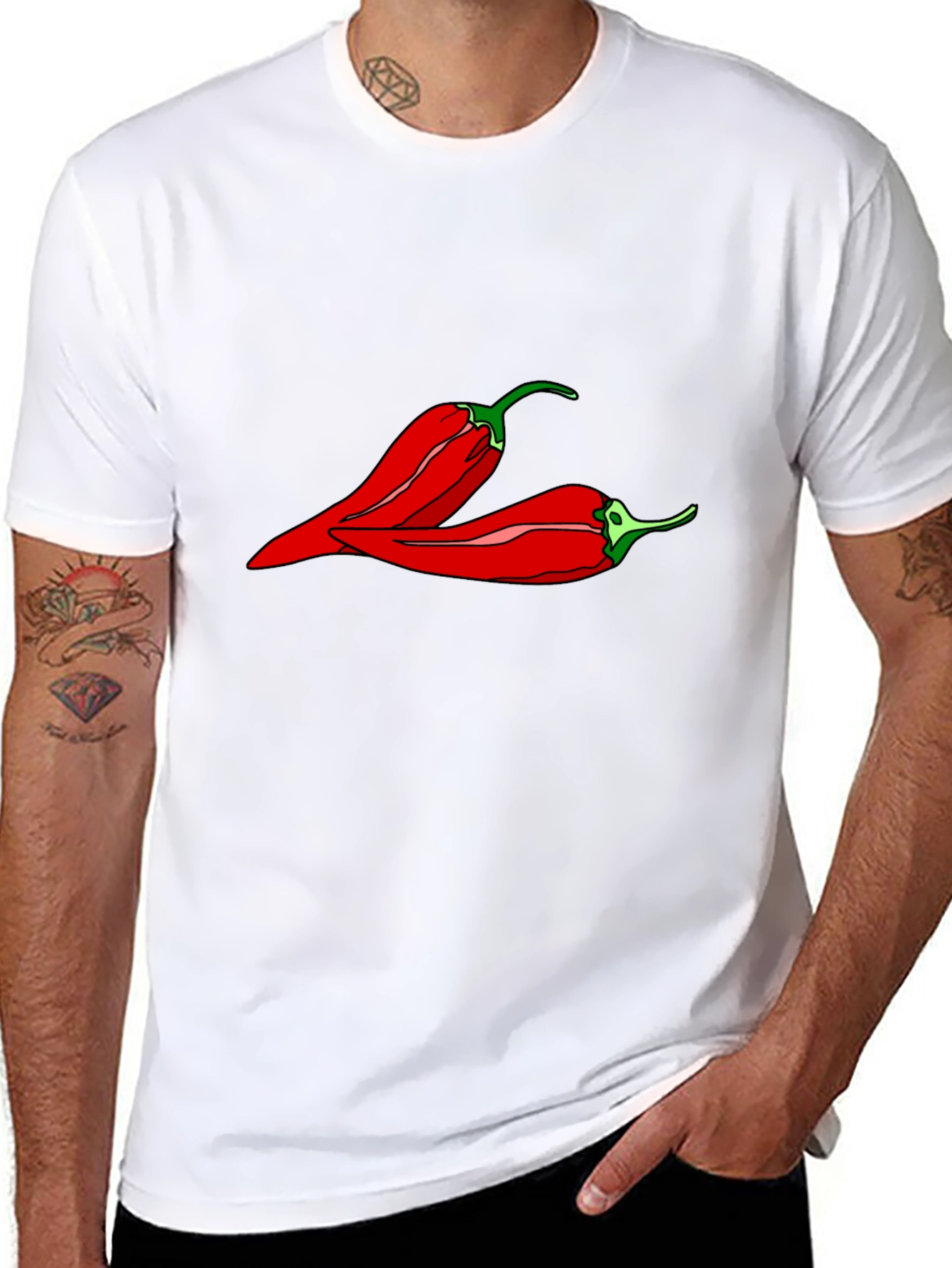 Black Spicy Pepper Graphic Tee - Black Unisex T-Shirt view 8