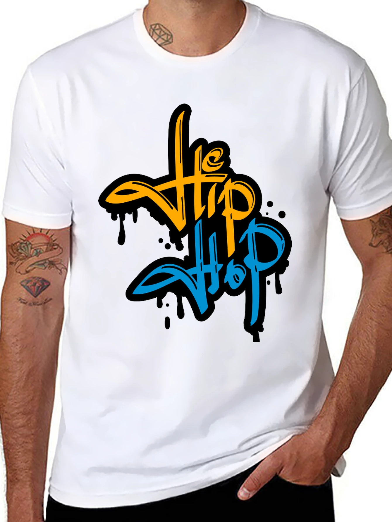 Black Hip Hop Graphic Print Black T-Shirt view 8