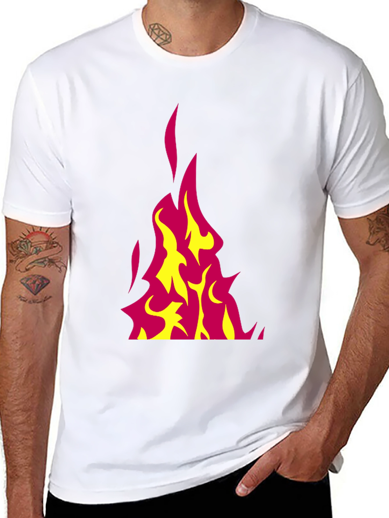Black Flaming Hot Graphic Tee - Black Cotton T-Shirt view 8
