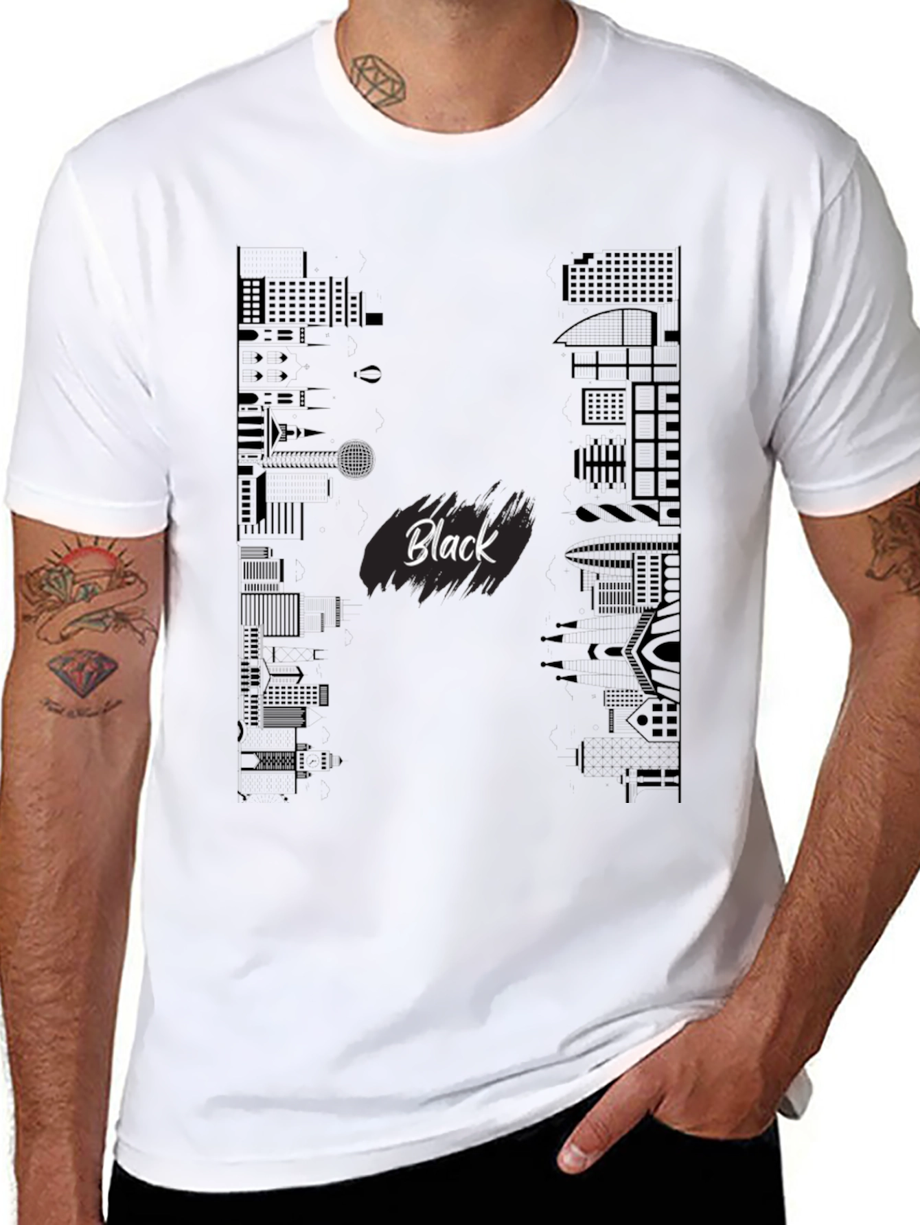 Black Black Cityscape Graphic Tee view 8