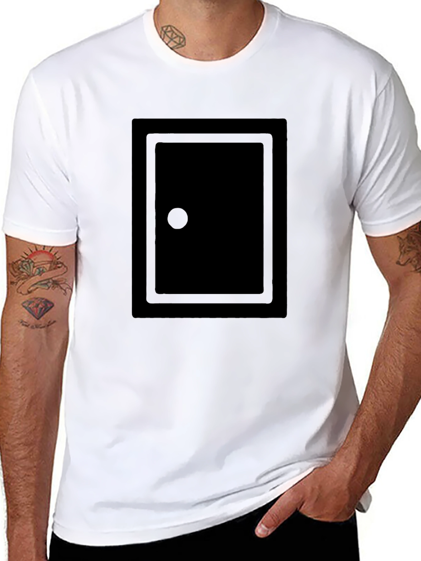 Black Men's Black Graphic Print T-Shirt view 8