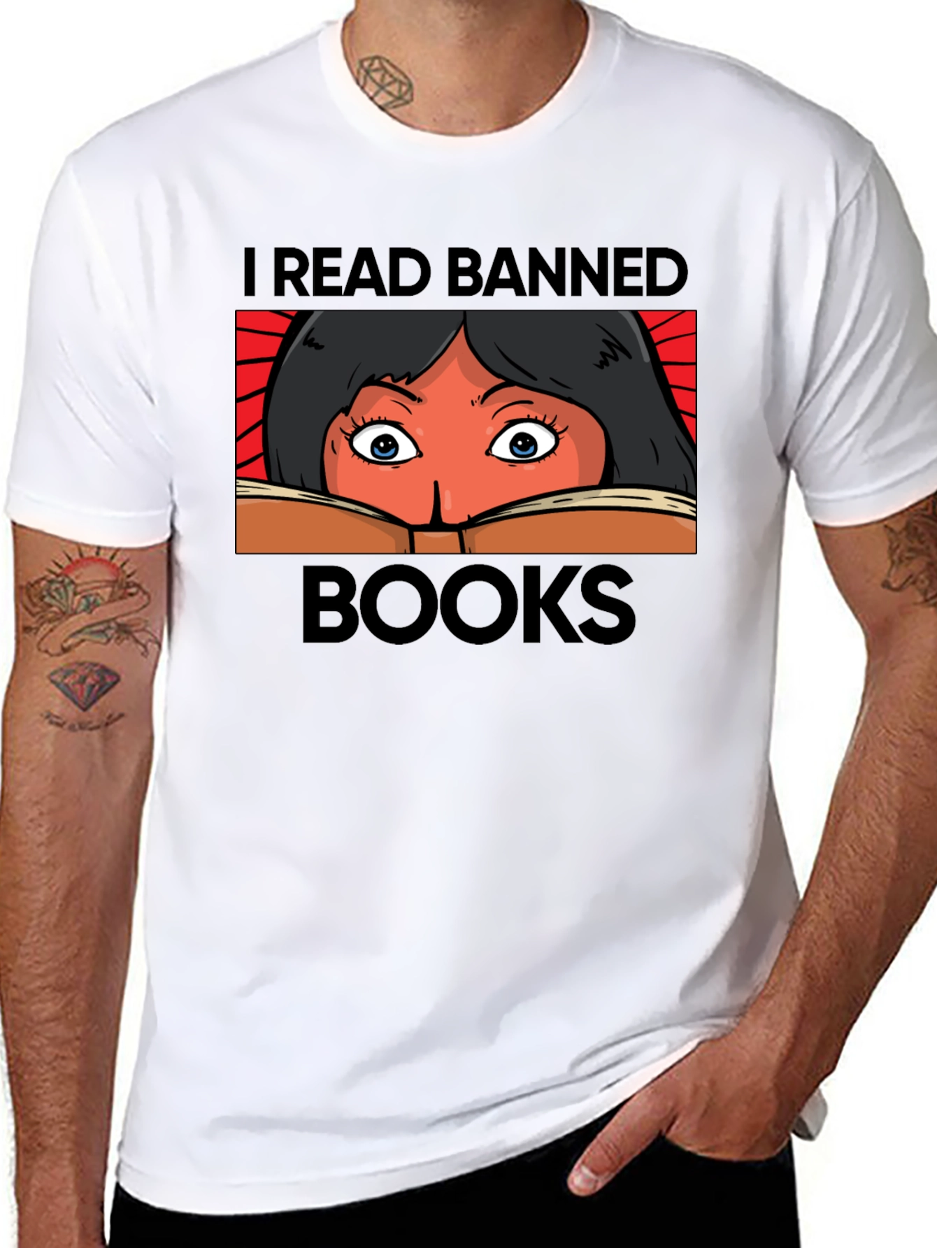 Black I Read Banned Books Graphic T-Shirt view 8