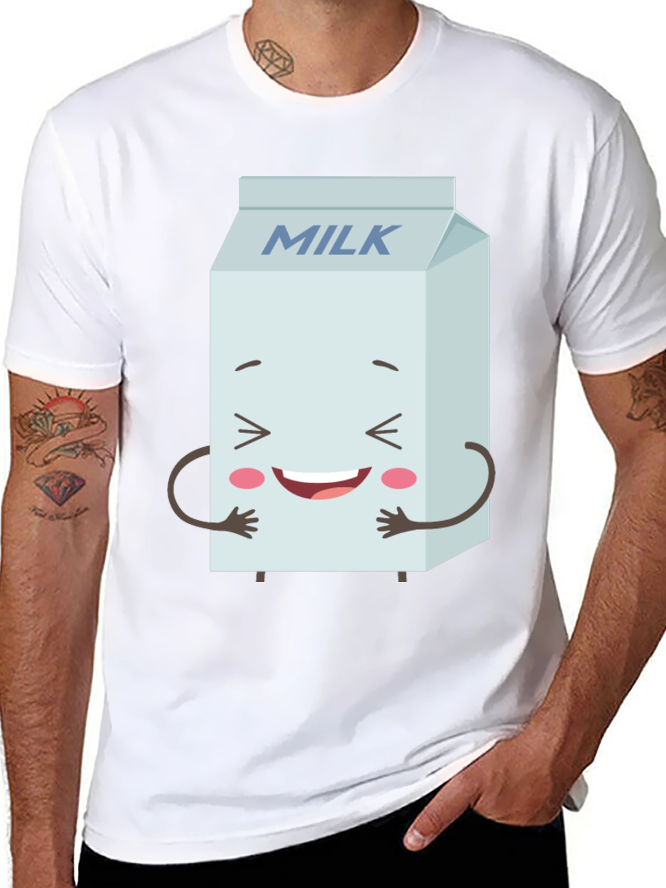 Black Funny Milk Carton Graphic Tee - Black Crewneck T-Shirt view 8
