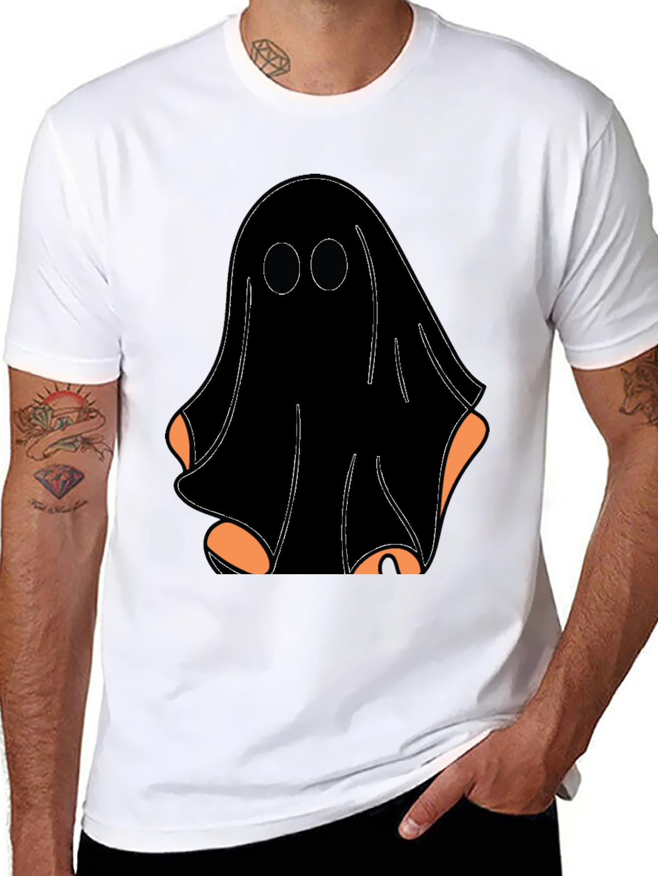 Black Spooky Ghost Graphic Tee view 8