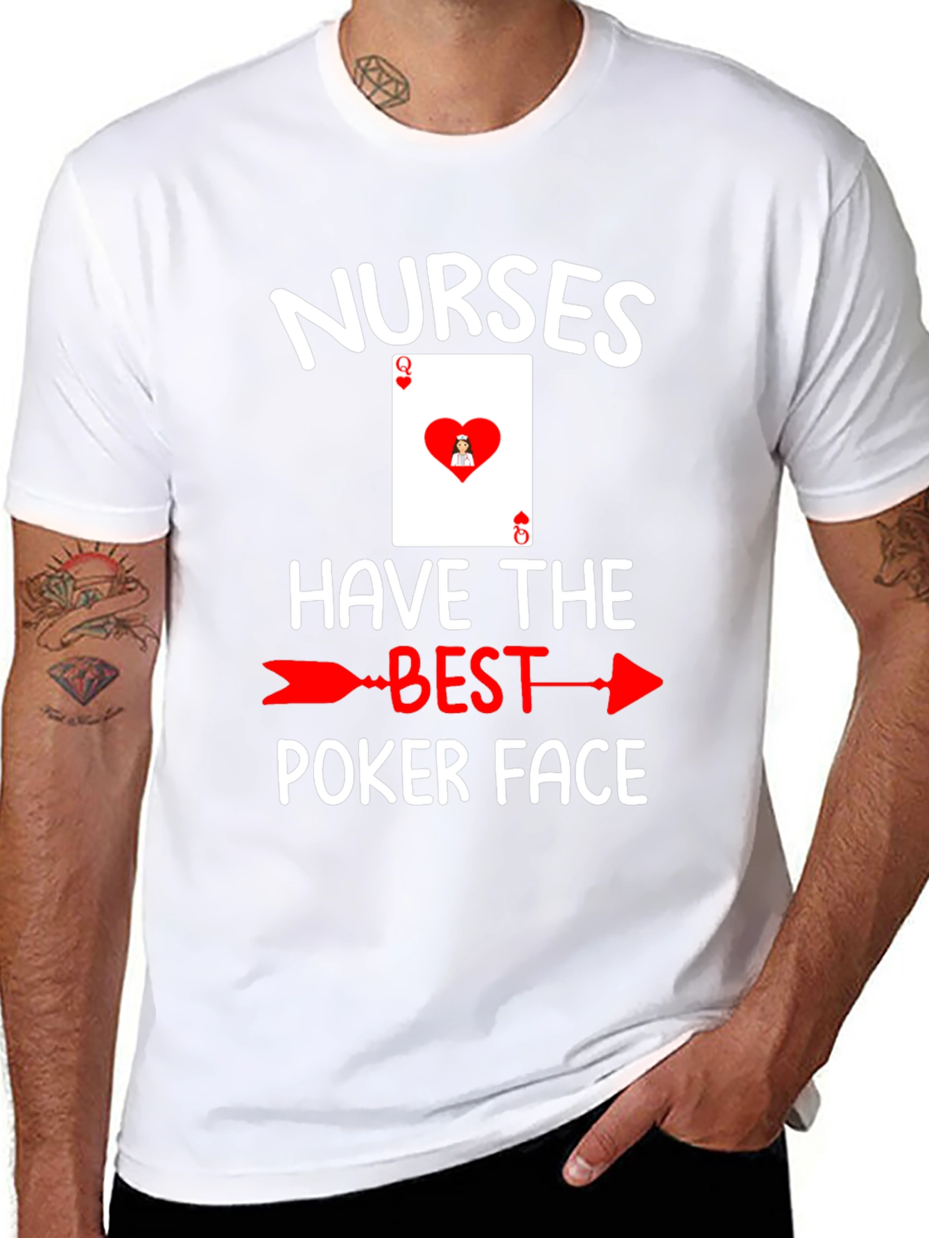 Black Nurses Poker Face T-Shirt view 8