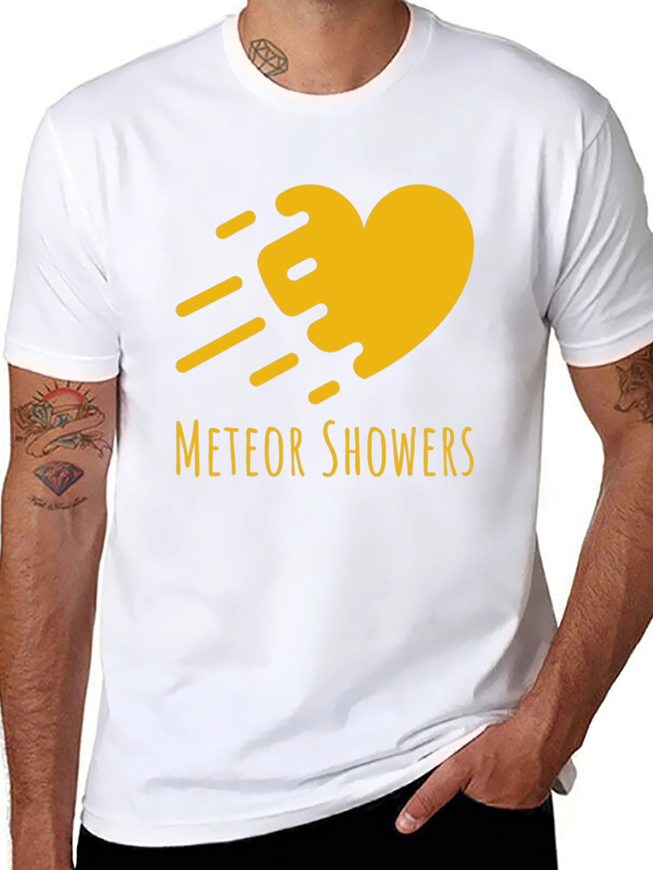 Black Meteor Showers Heart Graphic Black T-Shirt view 8