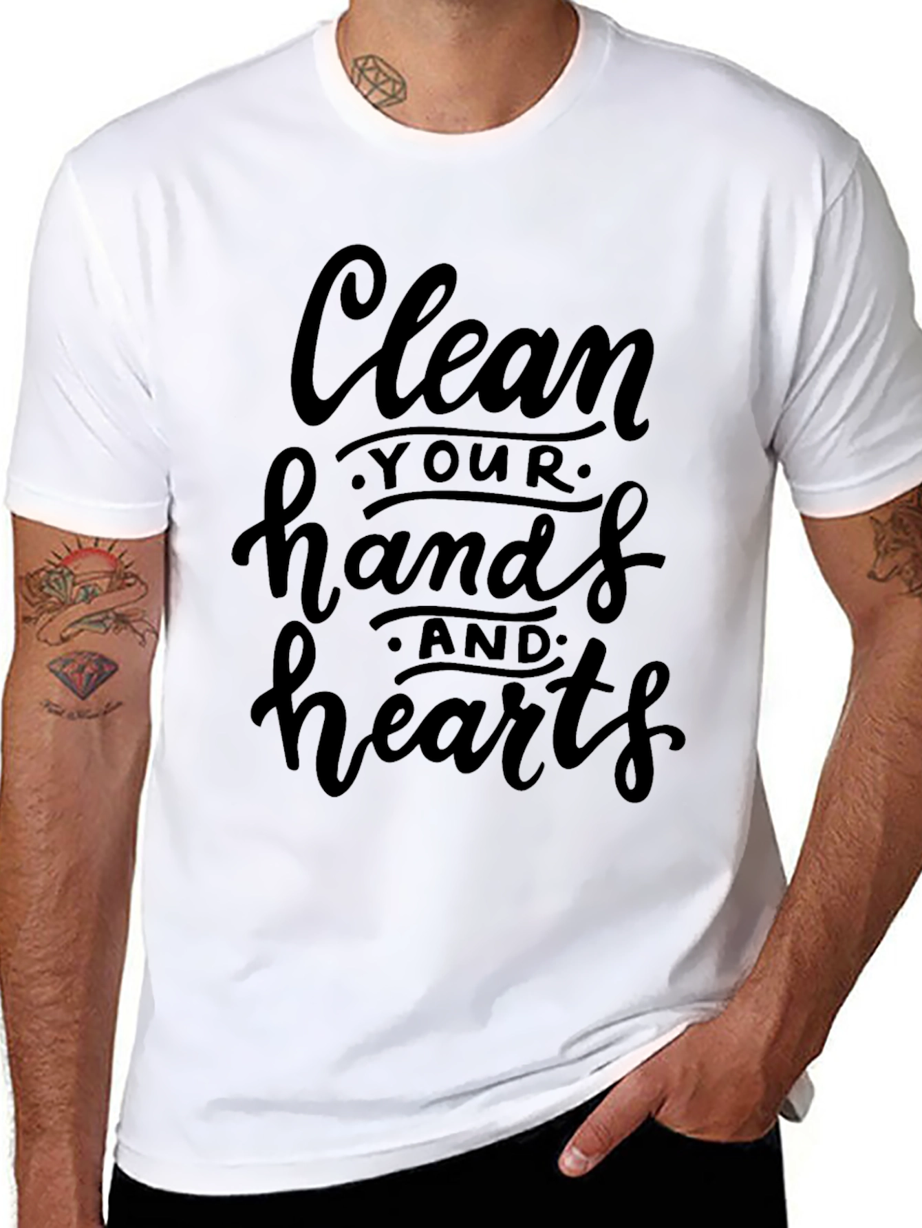 Black Clean Hands & Hearts Graphic Tee view 8
