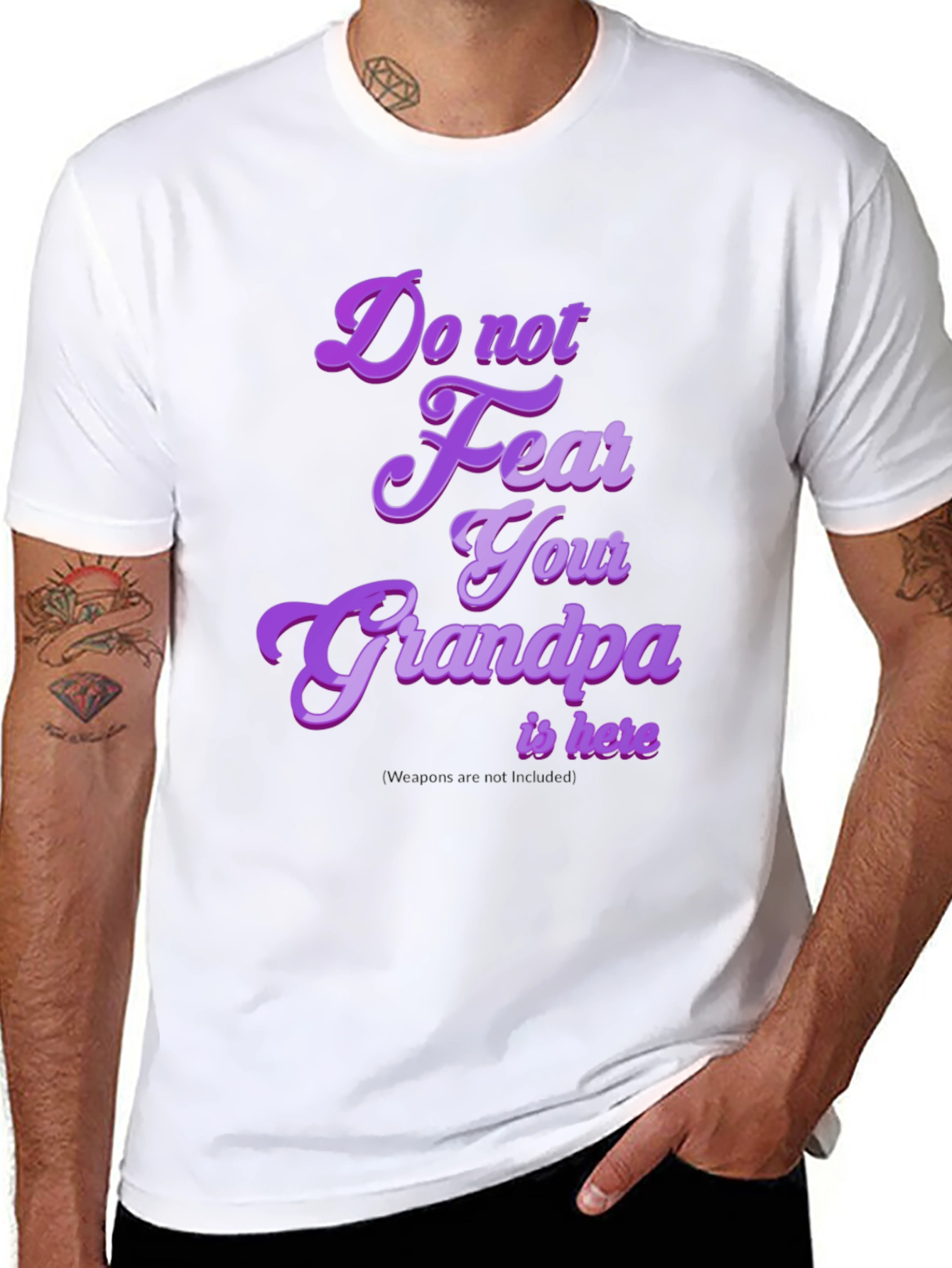 Black Funny Grandpa T-Shirt: "Do Not Fear Your Grandpa Is Here" view 8