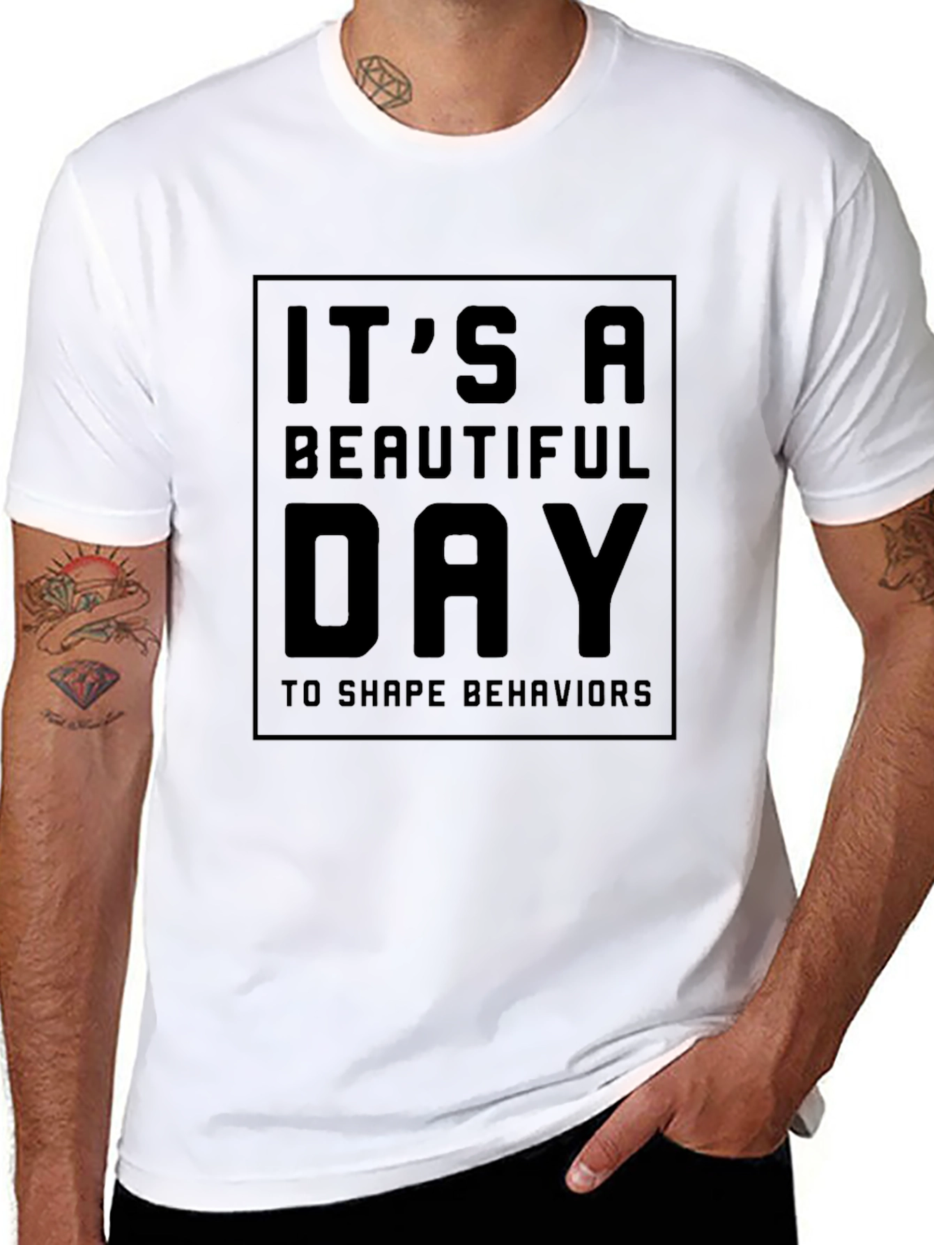 Black It's A Beautiful Day T-Shirt - Shape Behaviors view 8