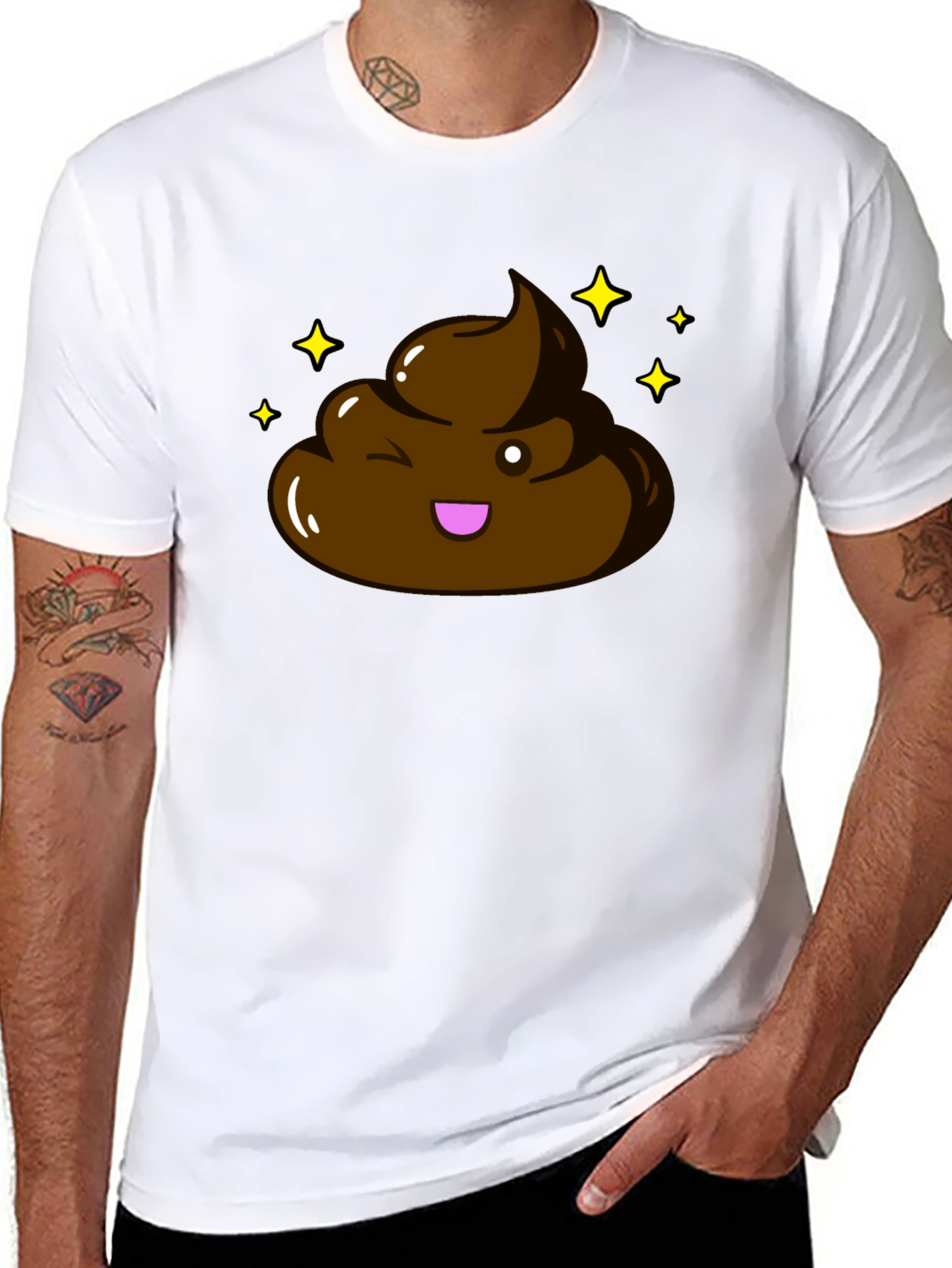 Black Shiny Poop Emoji Graphic T-Shirt - Black view 8