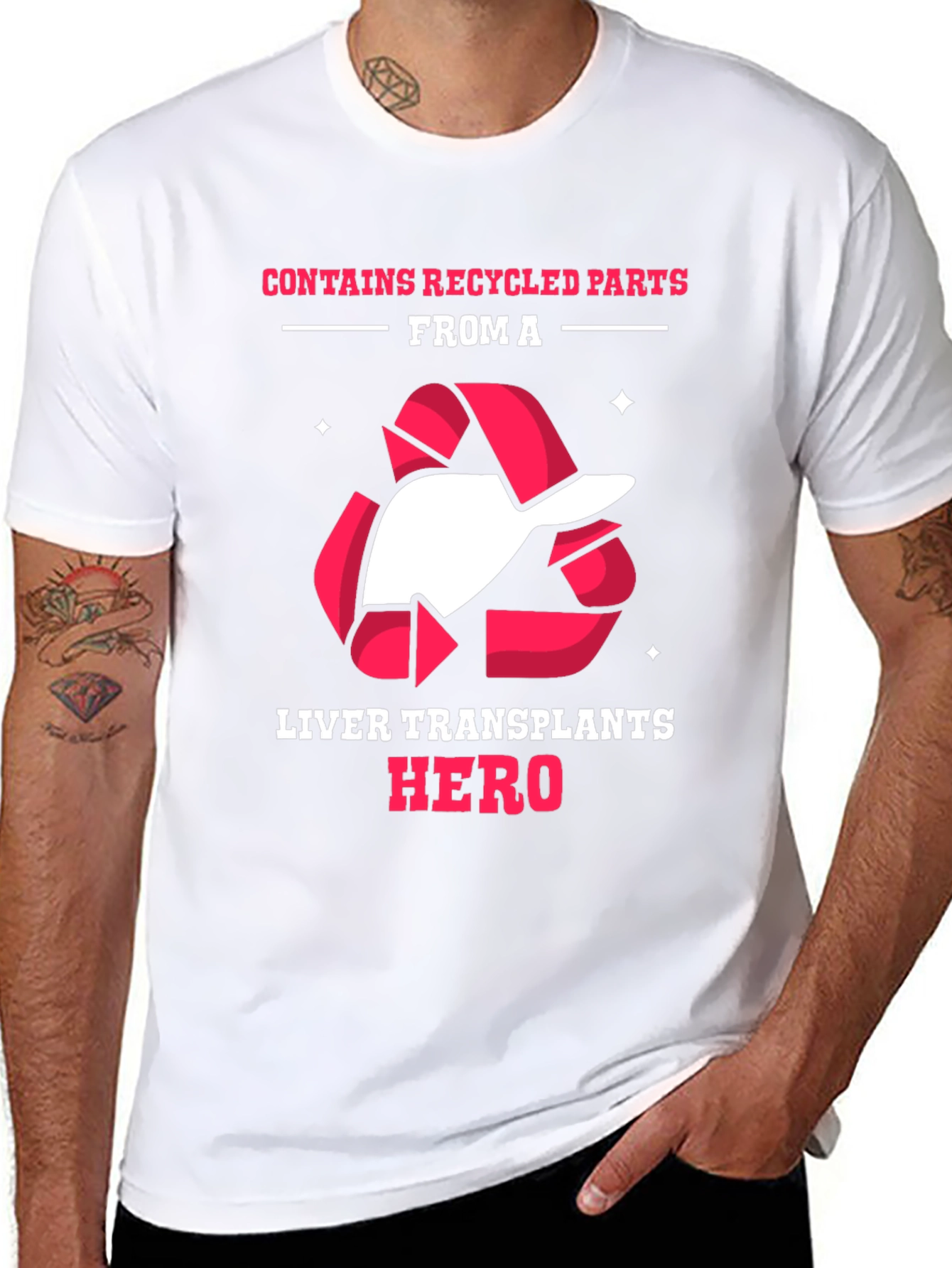 Black Liver Transplant Hero Recycled Parts T-Shirt view 8