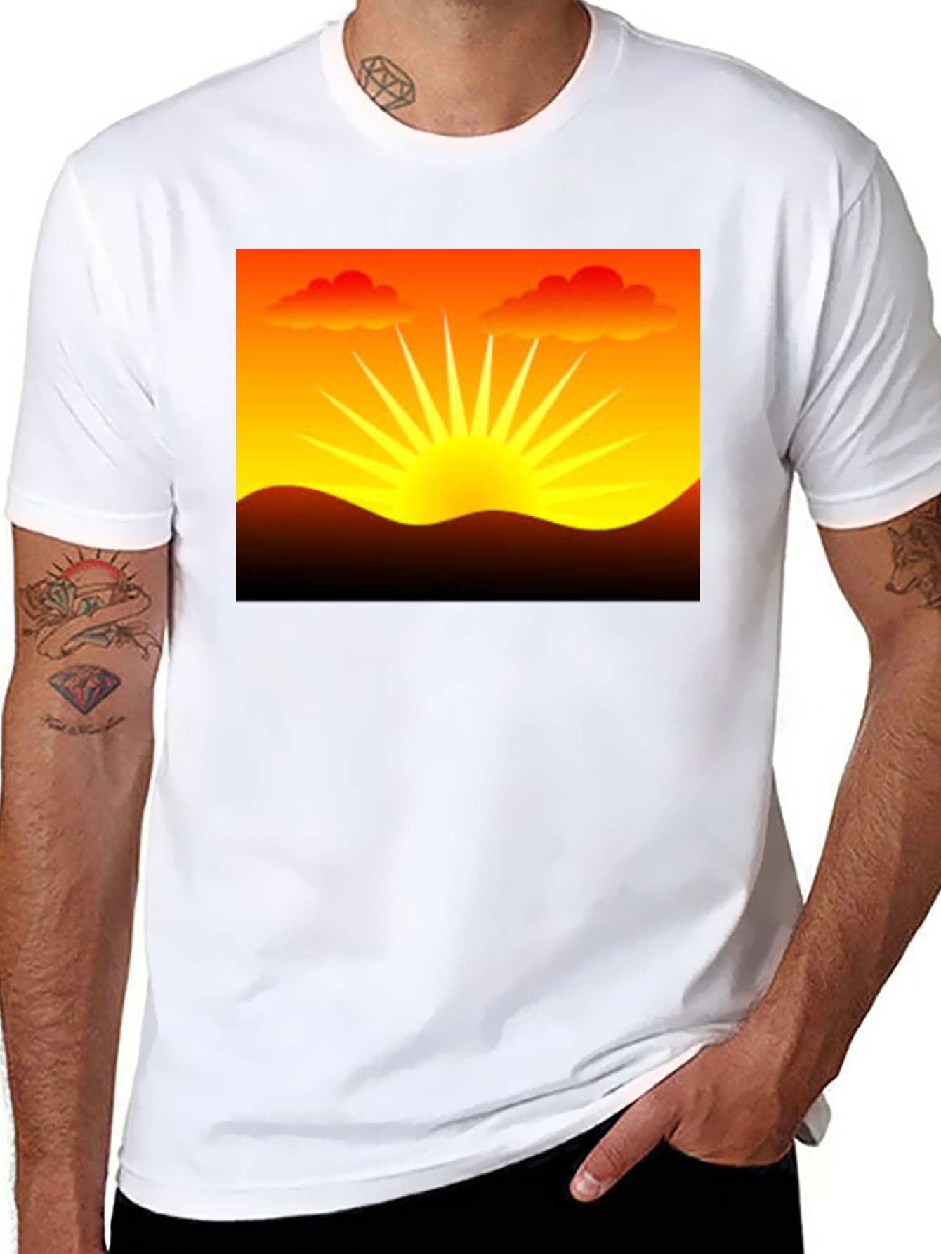 Black Sunset Graphic Black T-Shirt view 8