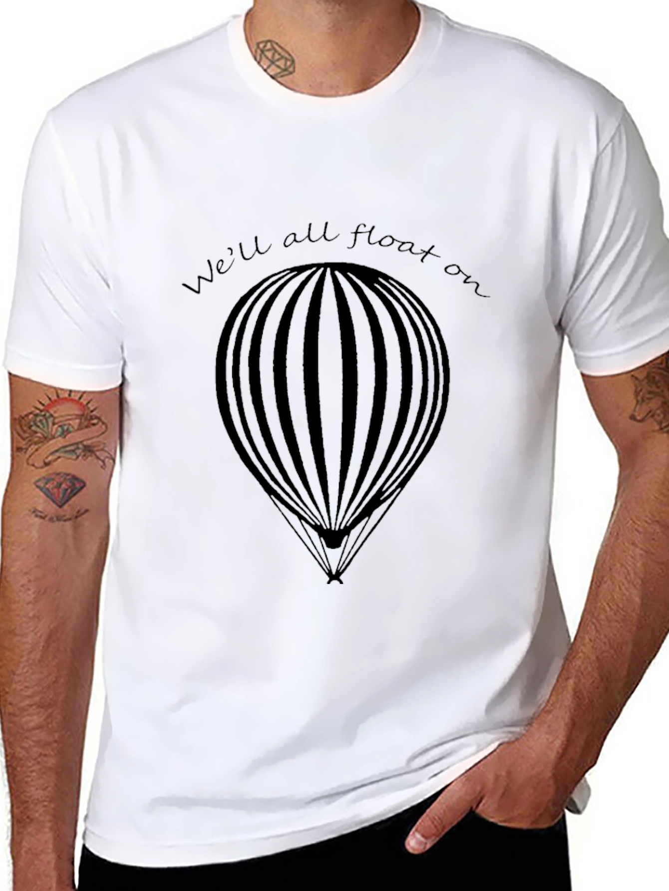 Black We'll All Float On Hot Air Balloon Graphic Tee - Black view 8