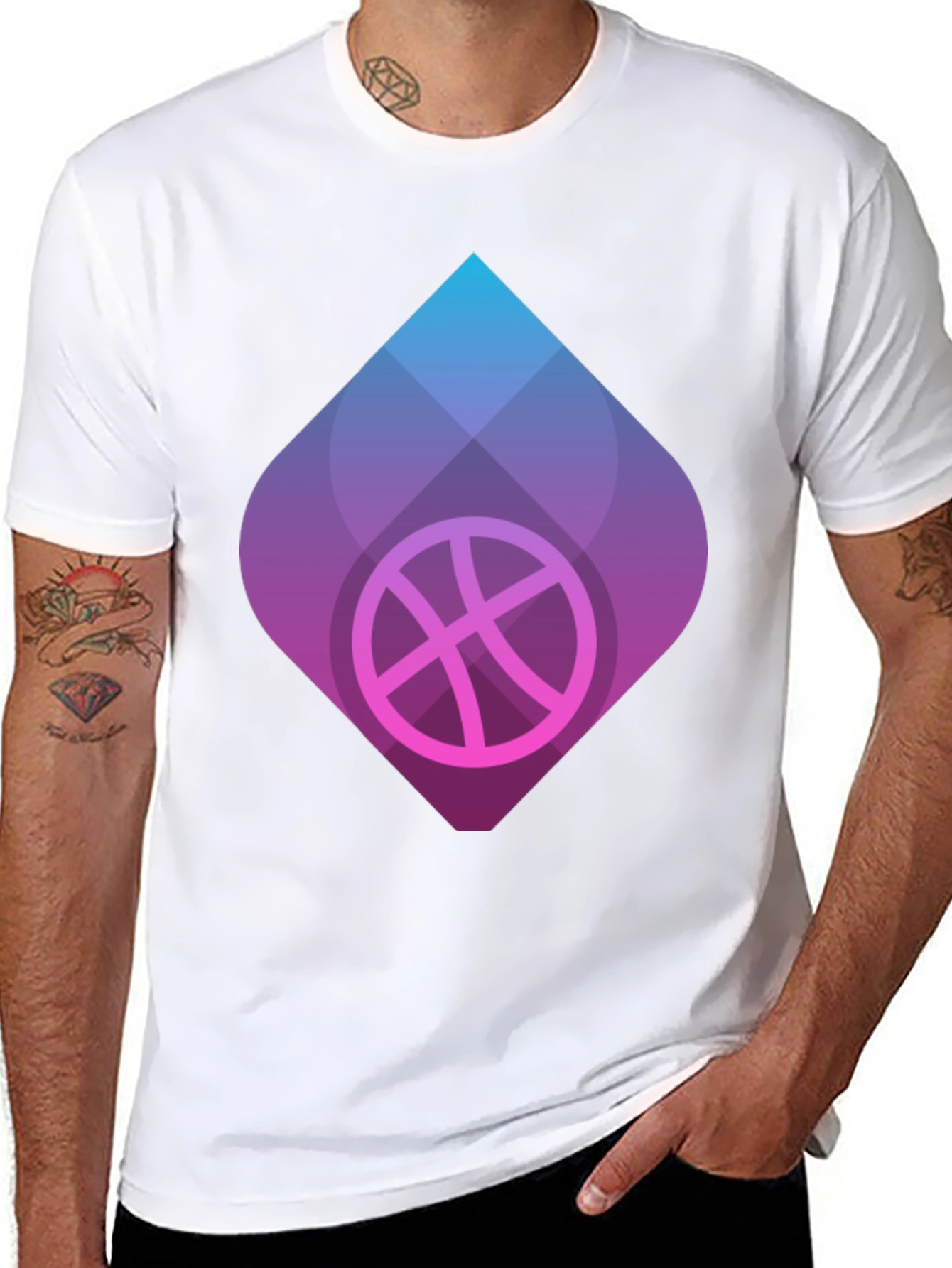 Black Men's Black Graphic Tee - Basketball Design view 8