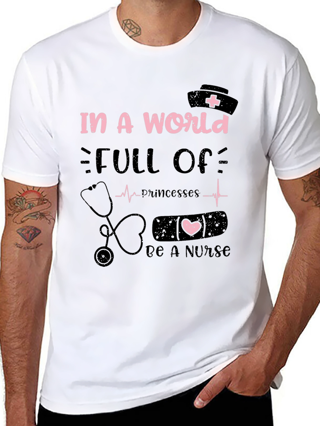 Black Nurse T-Shirt - In A World Full Of Princesses, Be A Nurse view 8