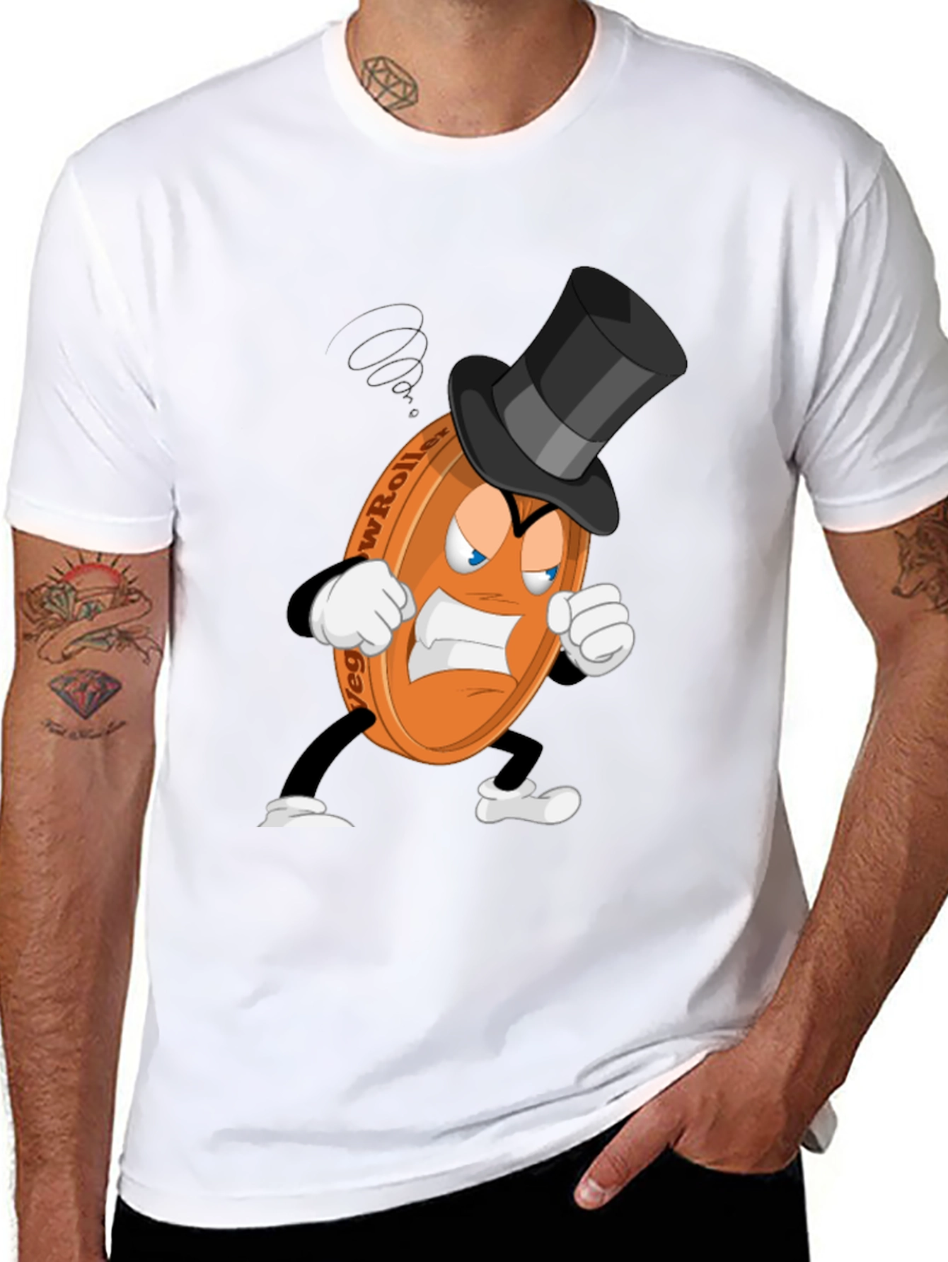 Black Angry Low Roller Cartoon Black T-shirt view 8