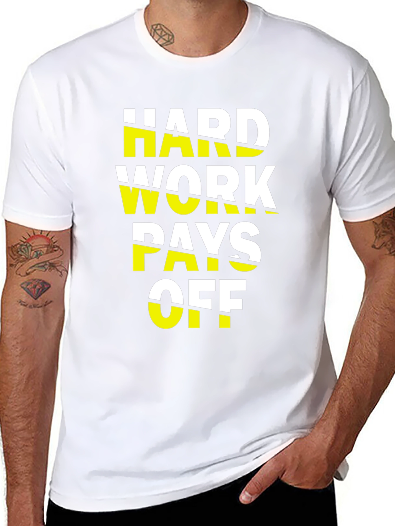 Black Hard Work Pays Off Graphic Tee view 8