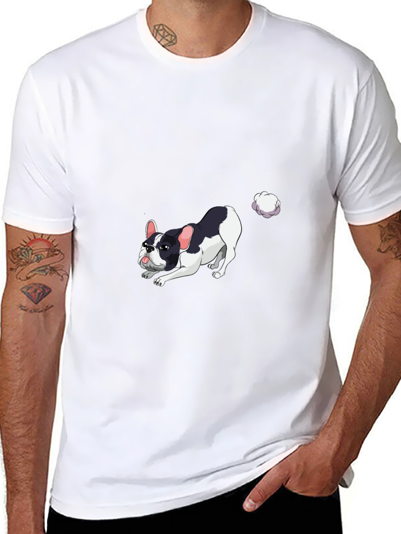 Black Dog Fart T-Shirt, Black Cotton Tee view 8