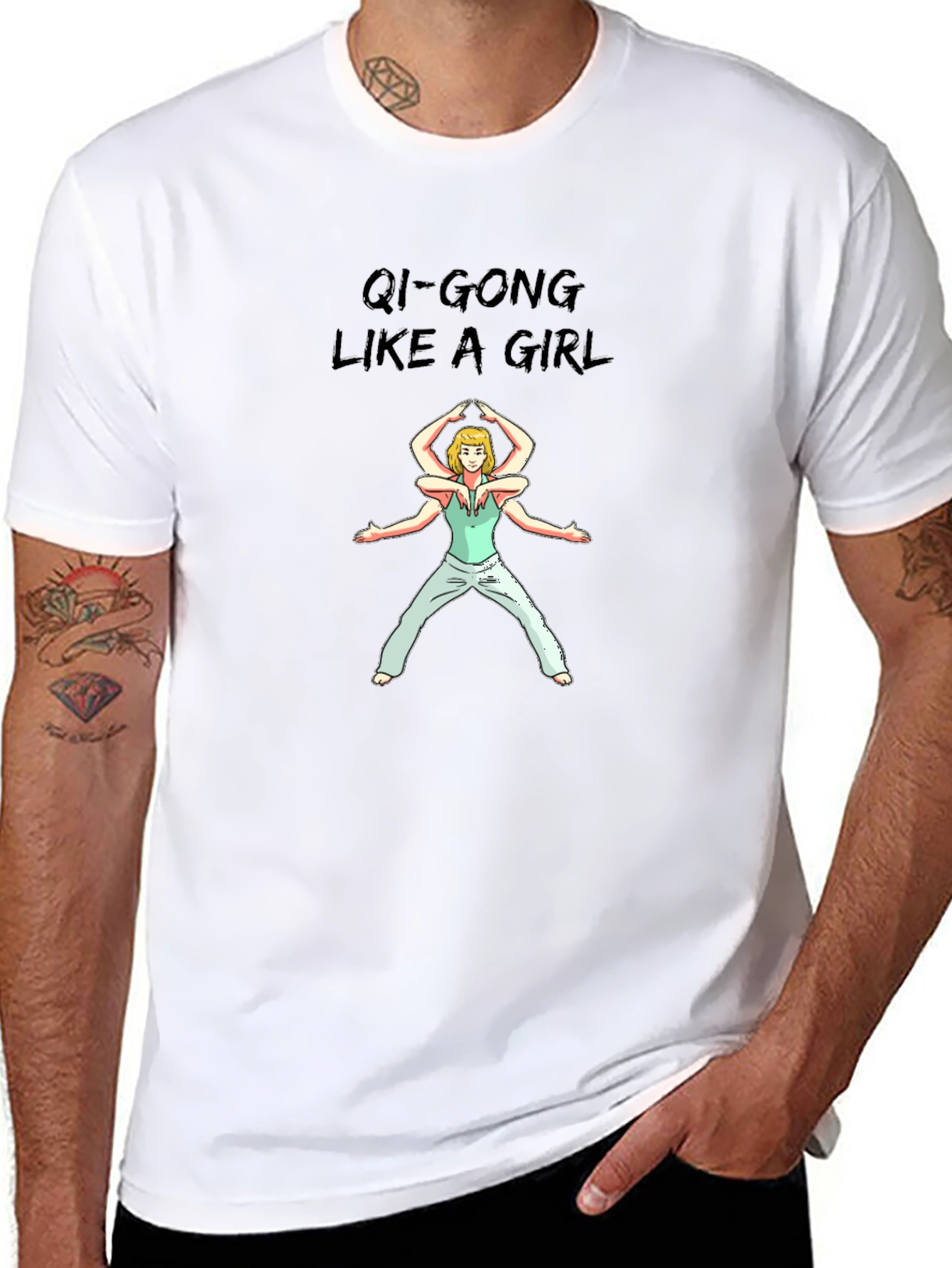 Black Qi-Gong Like A Girl Black T-Shirt view 8