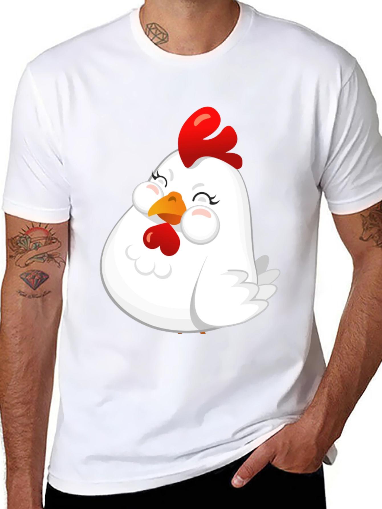 Black Cute Chicken Graphic T-Shirt - Soft Cotton Blend view 8