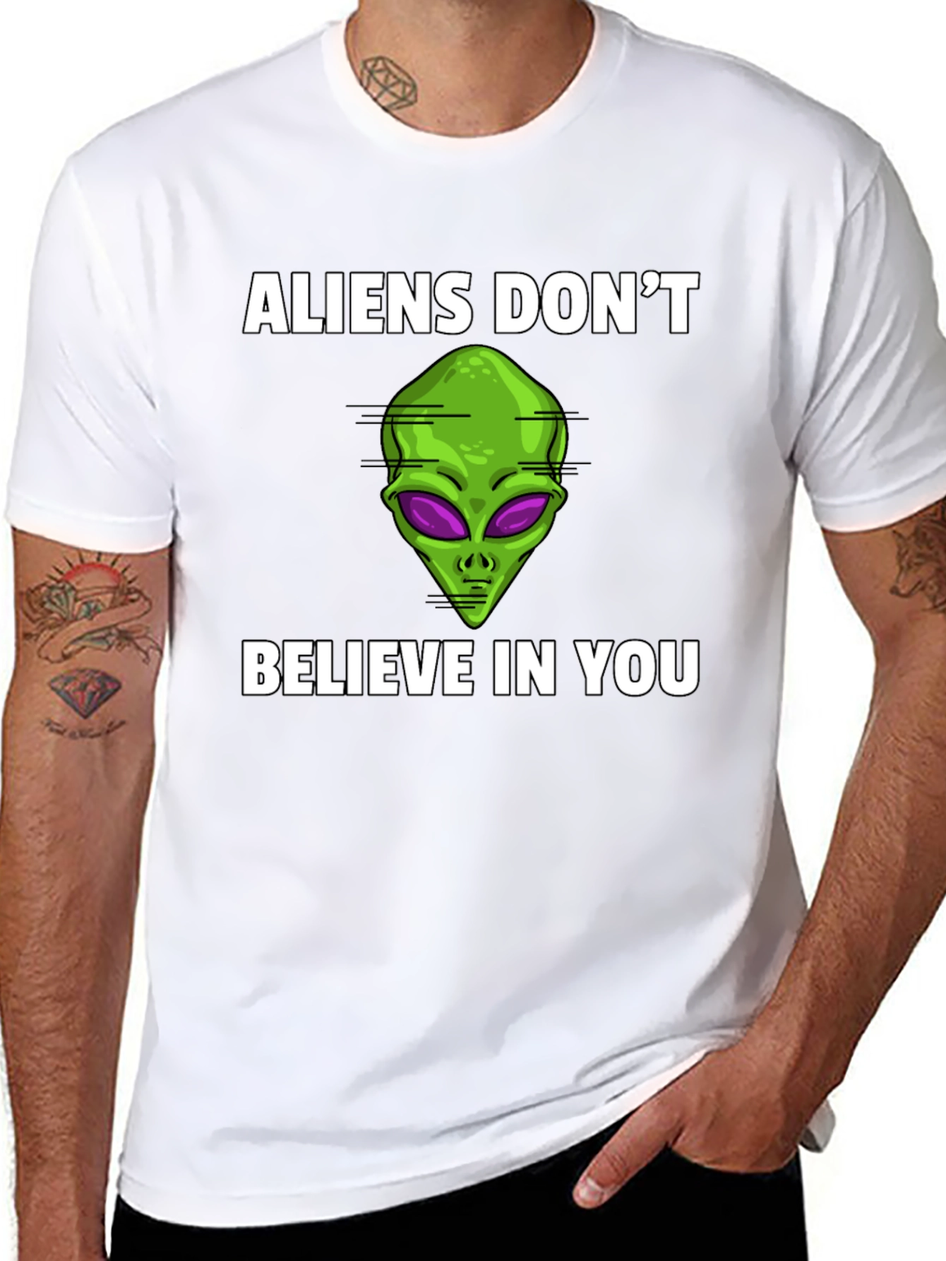 Black Aliens Don't Believe T-Shirt view 8