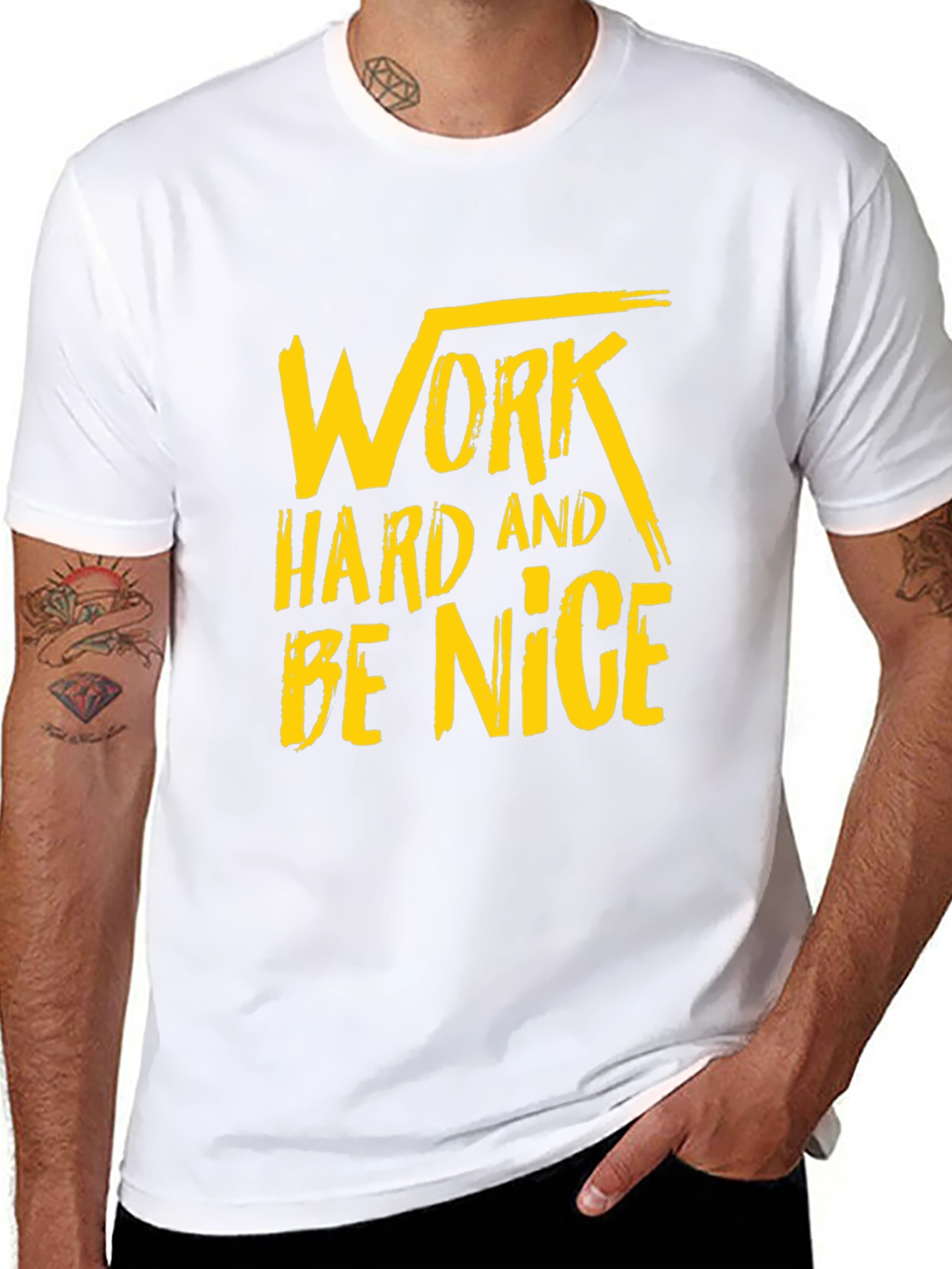 Black Work Hard Be Nice Graphic Tee view 8