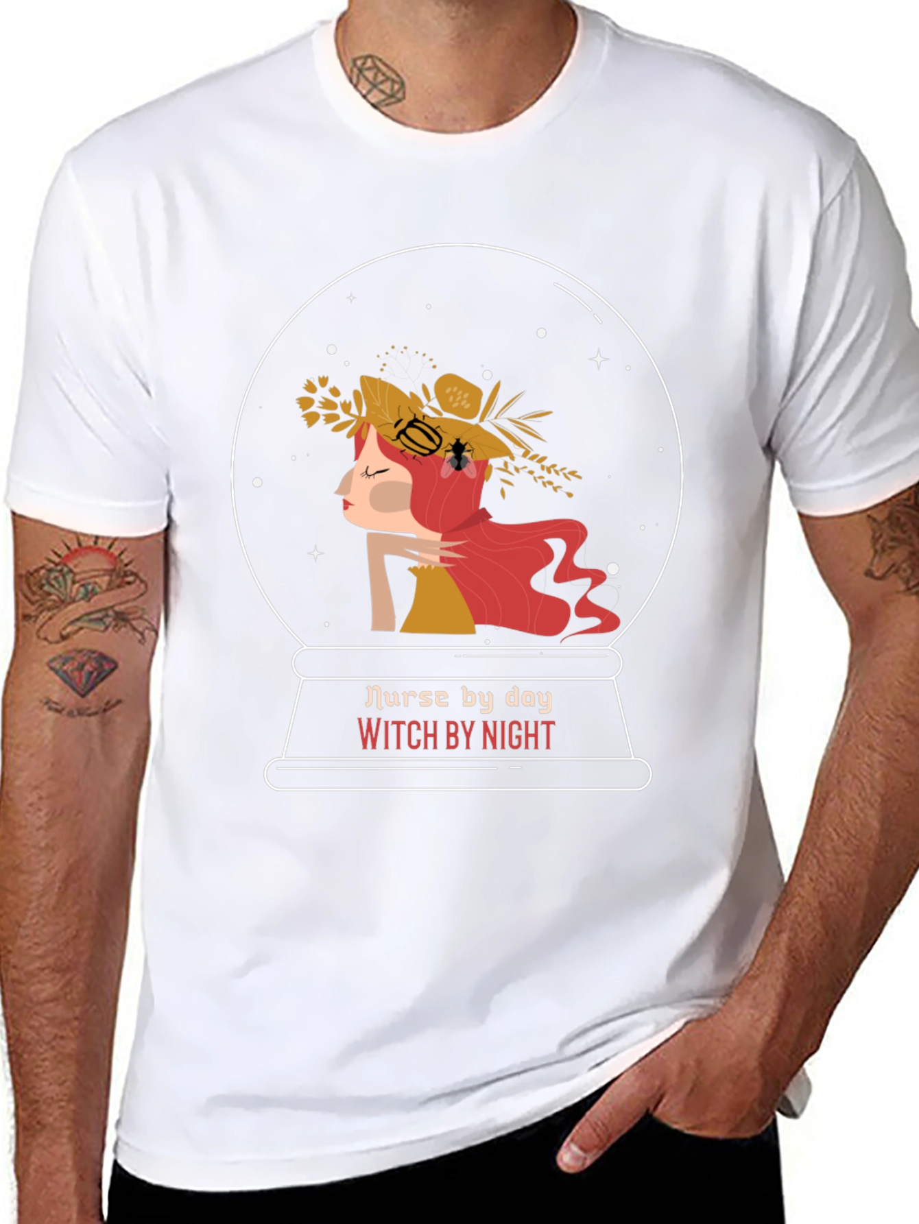 Black Nurse by Day Witch by Night Graphic T-Shirt view 8