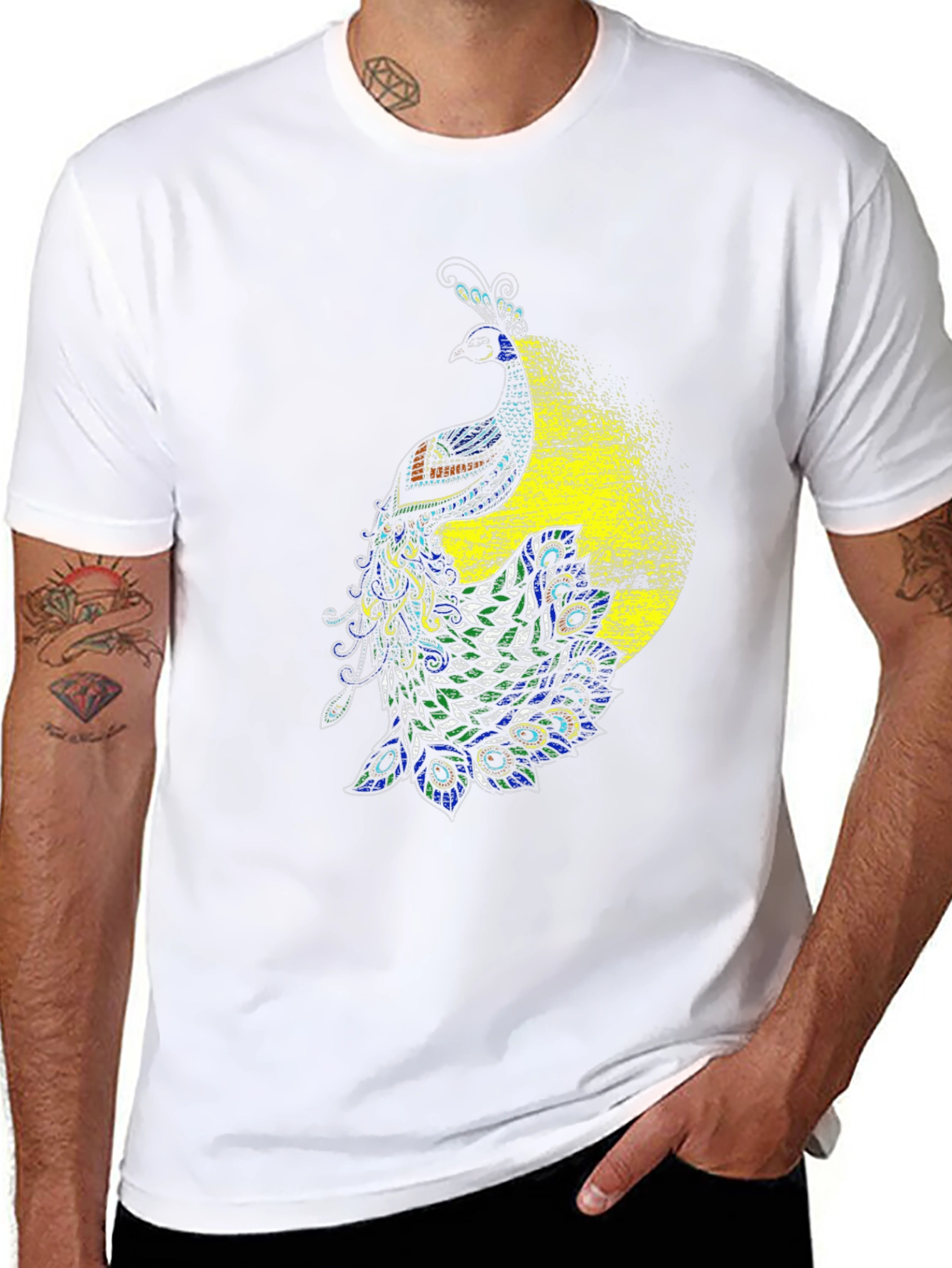 Peacock Graphic Black T-Shirt - Bold & Stylish Design - 8