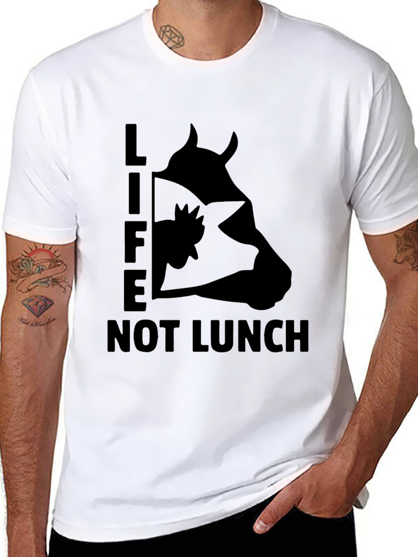 Black Life Not Lunch T-Shirt - Vegan Graphic Tee view 8