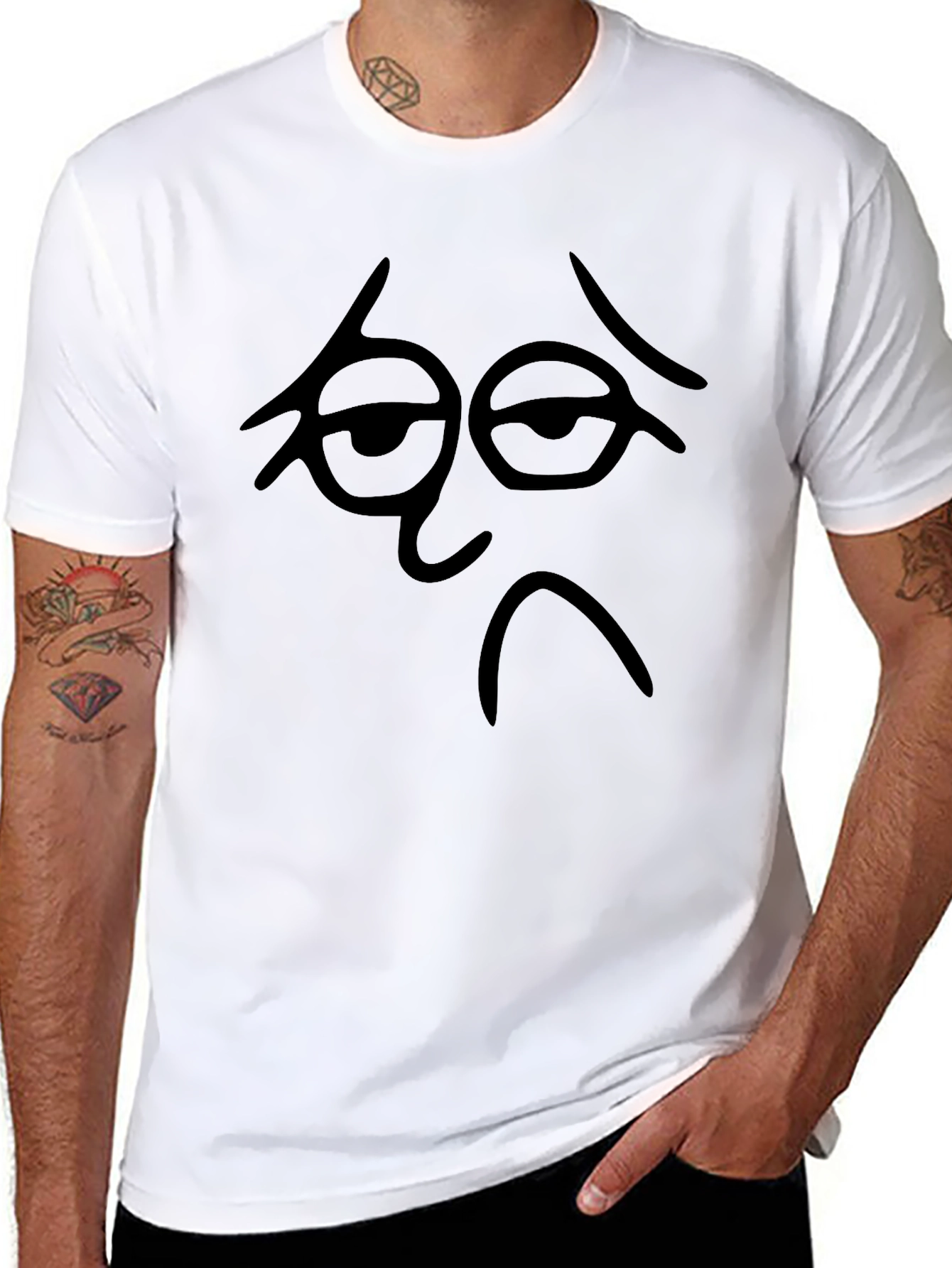 Black Sad Face Graphic Black T-Shirt - Unisex view 8