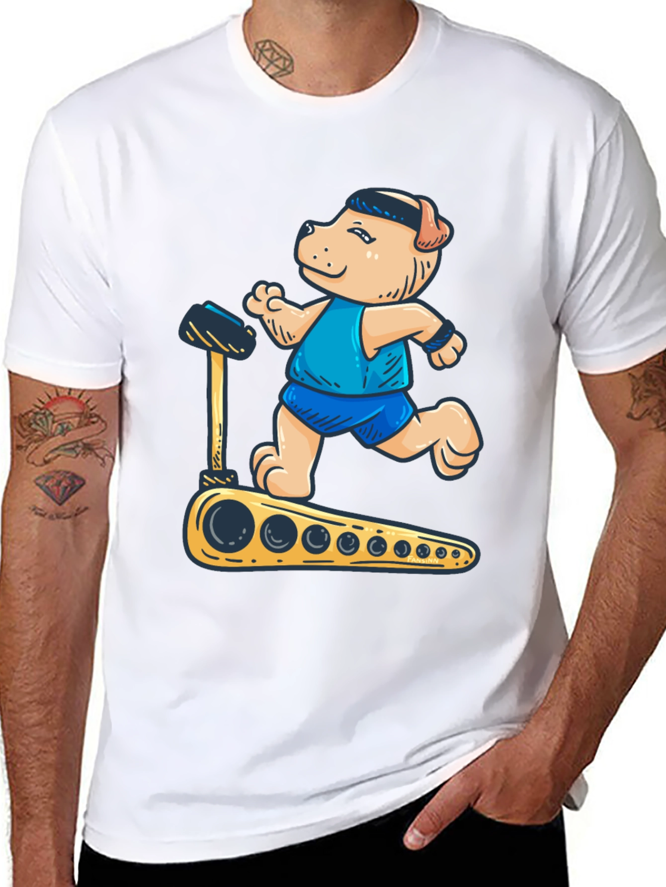 Black Dog Treadmill Graphic Tee - Black Cotton T-Shirt view 8