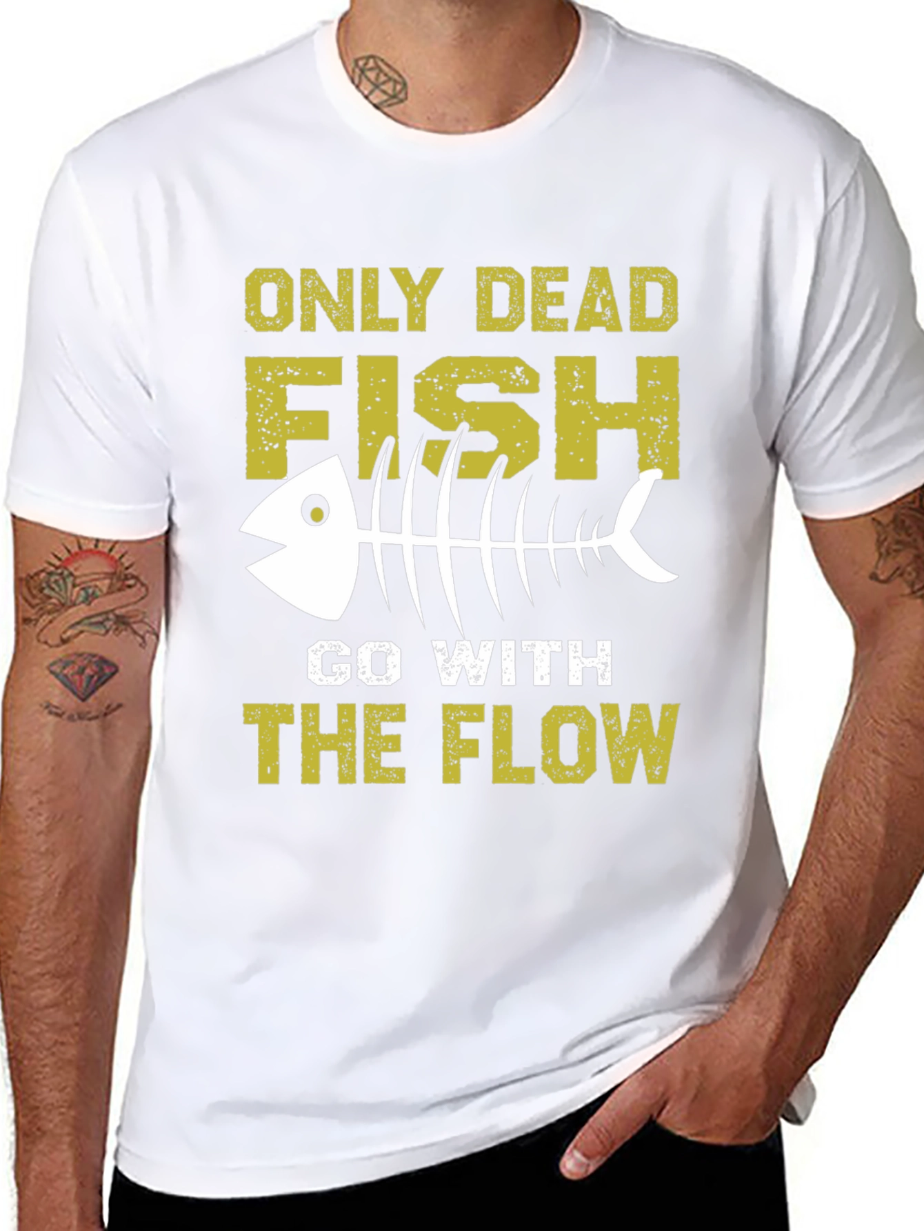 Black Only Dead Fish T-Shirt - Go with the Flow Tee view 8