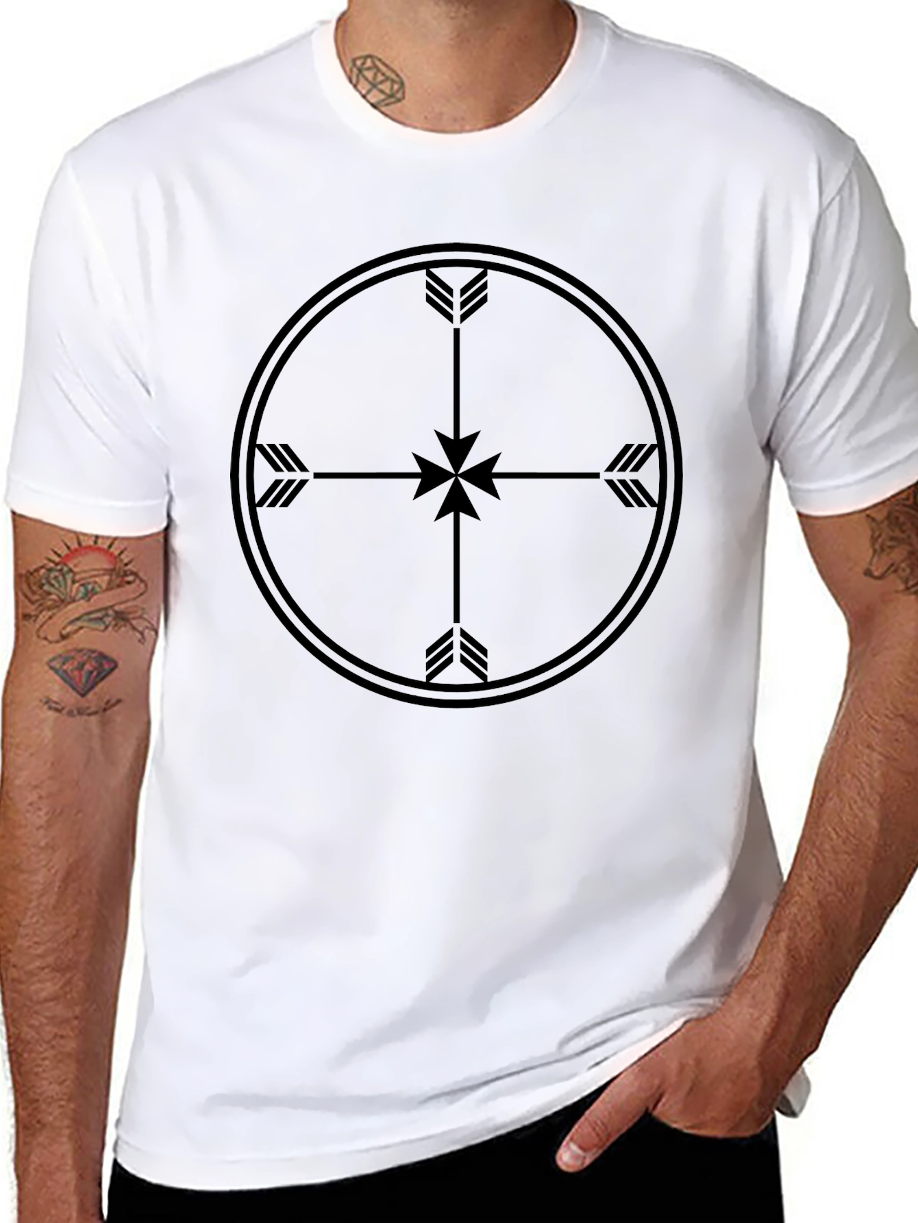 Black Men's Black Arrow Target Graphic T-Shirt view 8