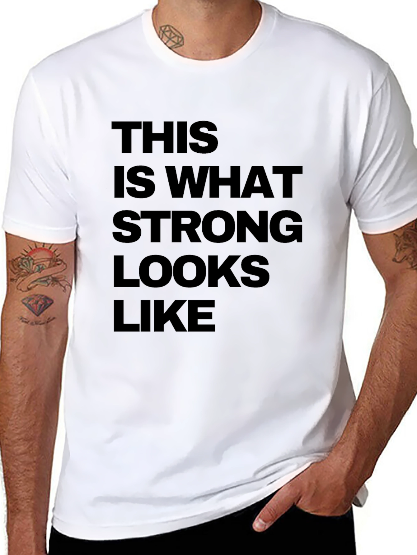 Black Strong Looks Graphic Tee - Black view 8