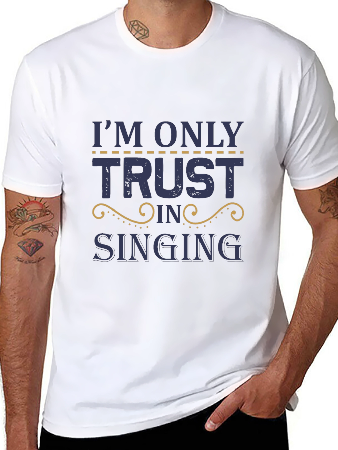 Black Trust In Singing T-Shirt - Black Cotton Tee view 8