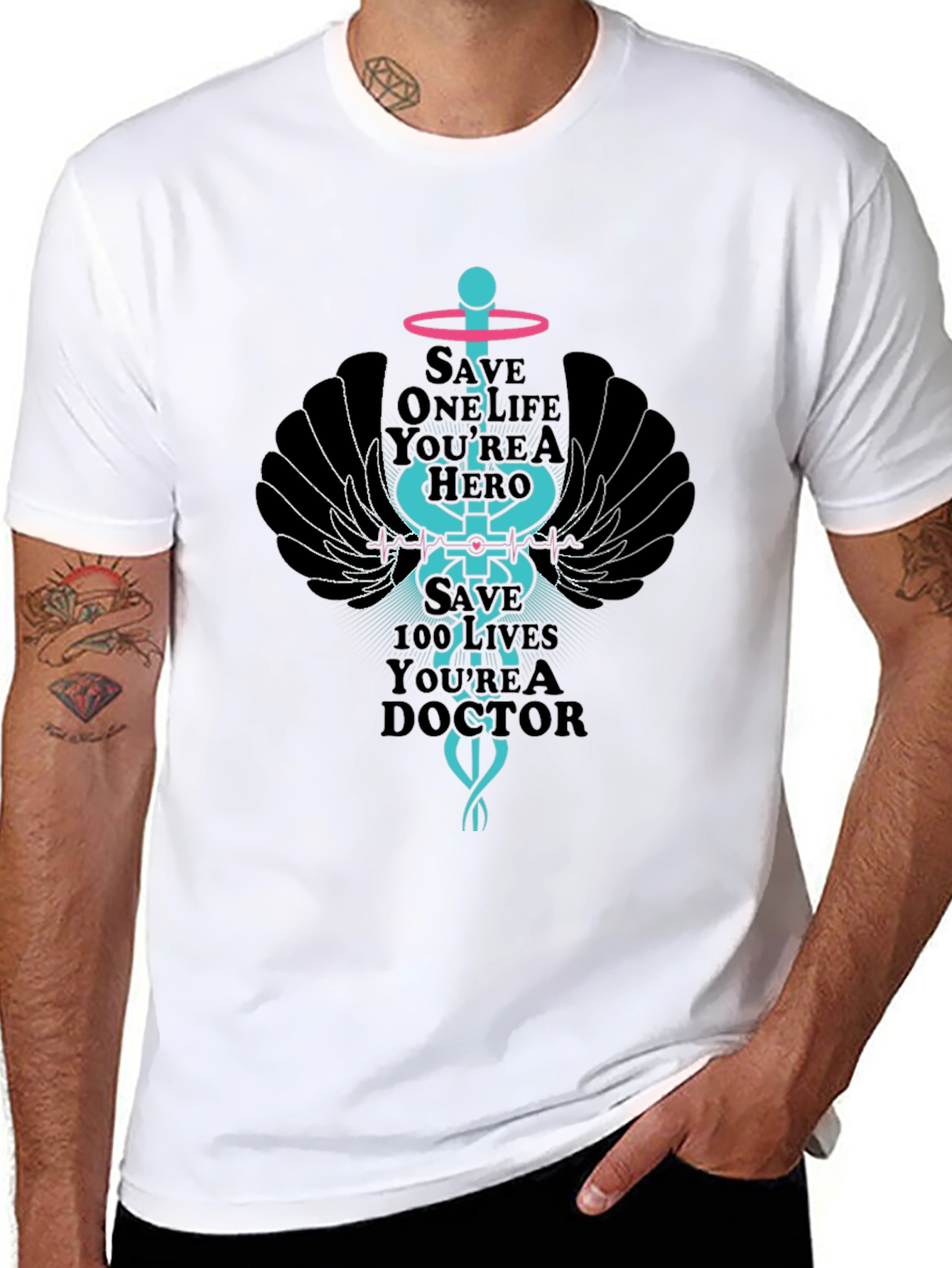 Black Hero Doctor Graphic T-Shirt view 8