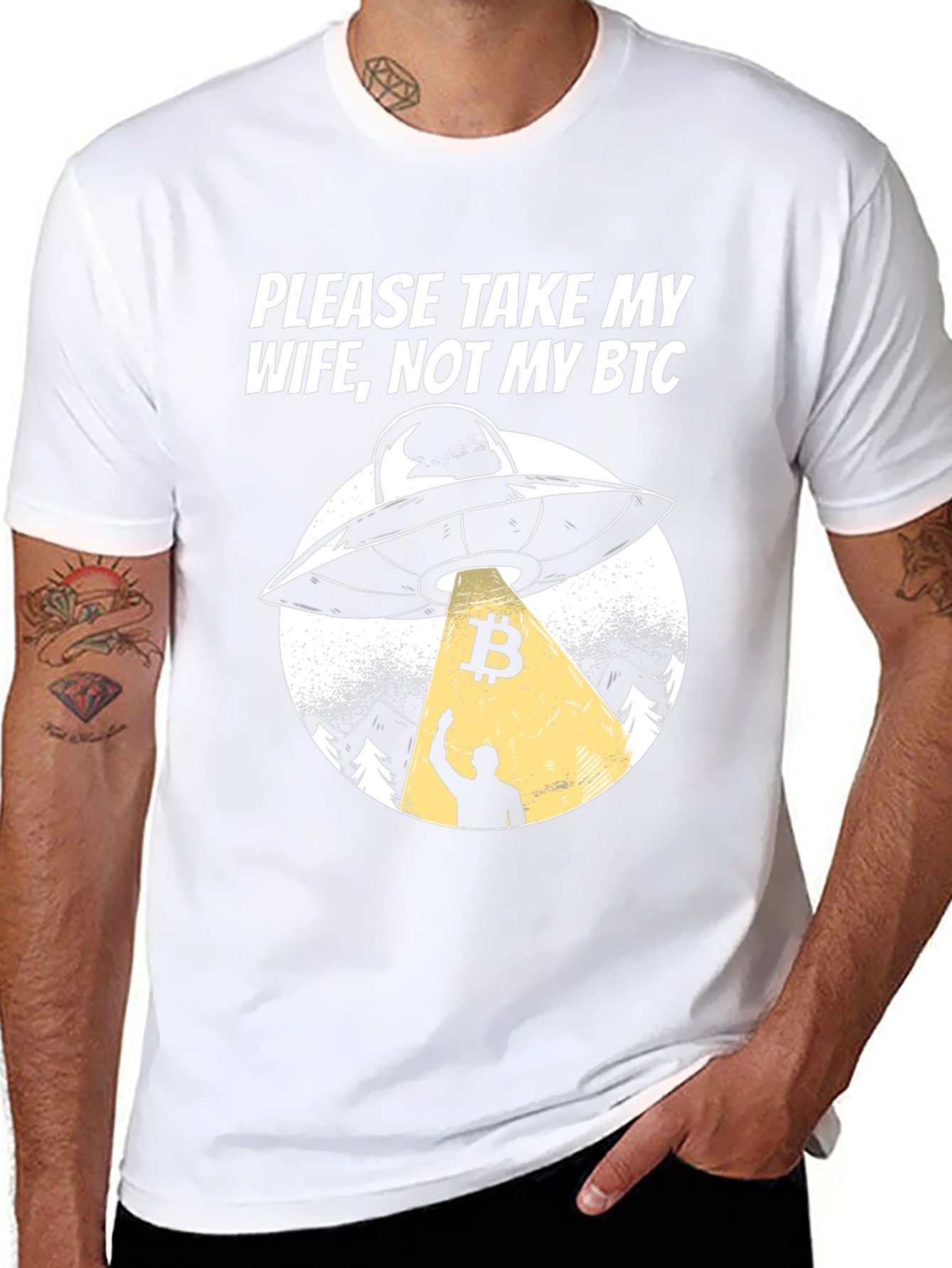 Black Take My Wife, Not My BTC UFO Graphic T-Shirt view 8
