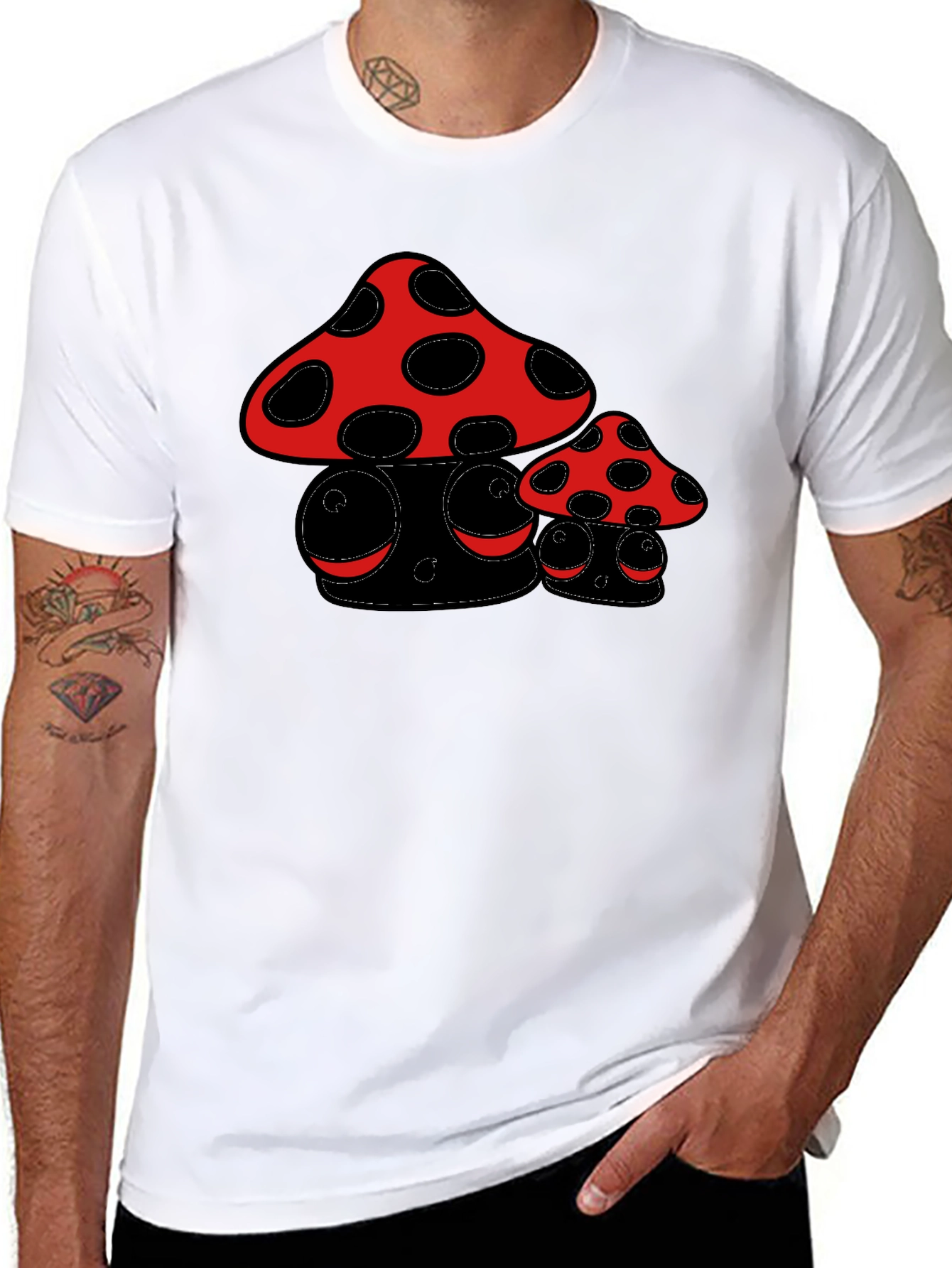 Black Funky Mushroom Graphic Tee view 8