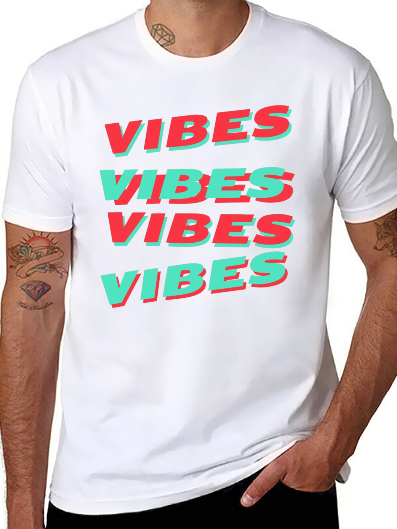 Black Retro VIBES Graphic Print Tee view 8
