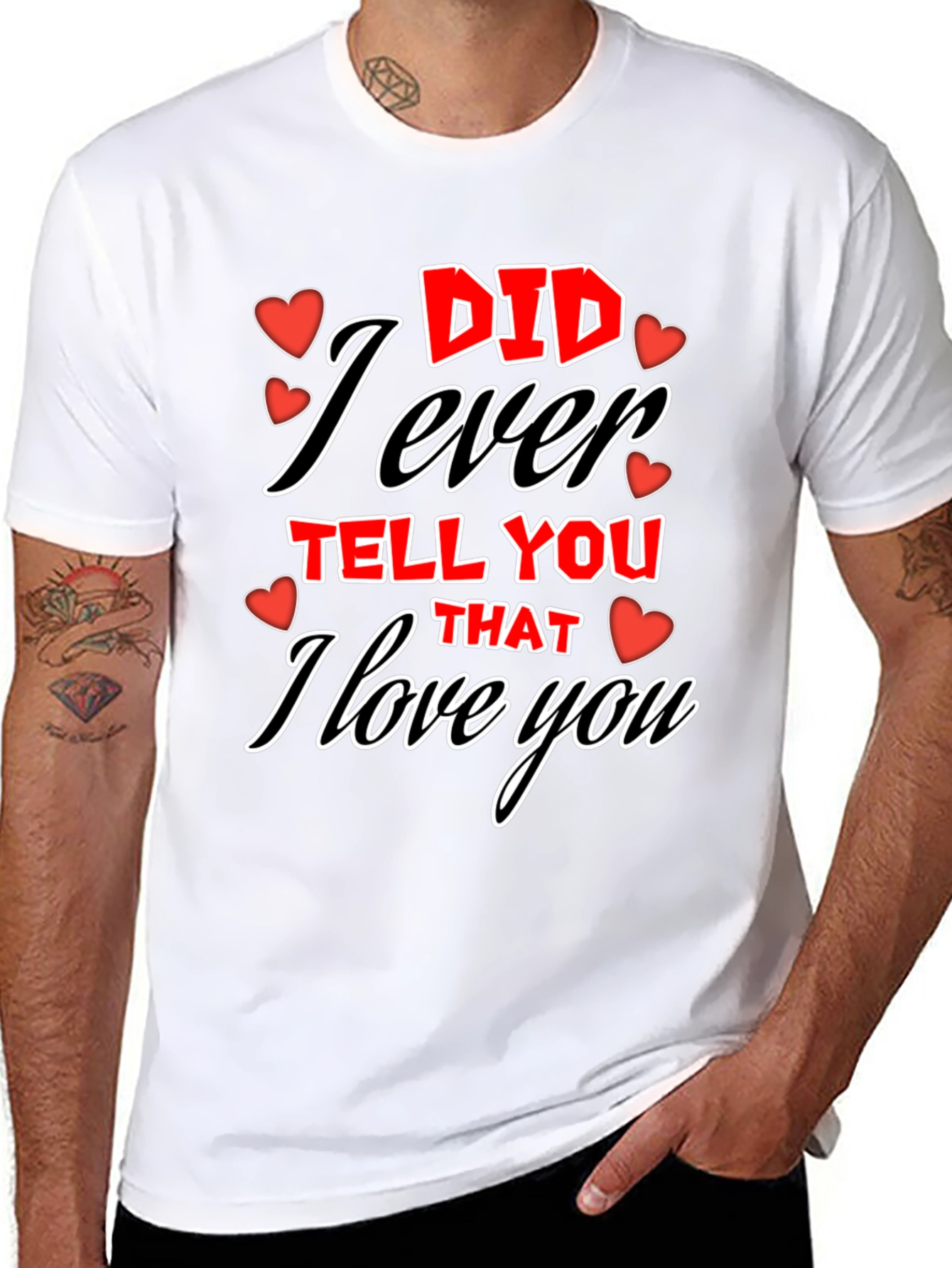 Black I Love You Graphic Tee - Valentine's Day T-Shirt view 8