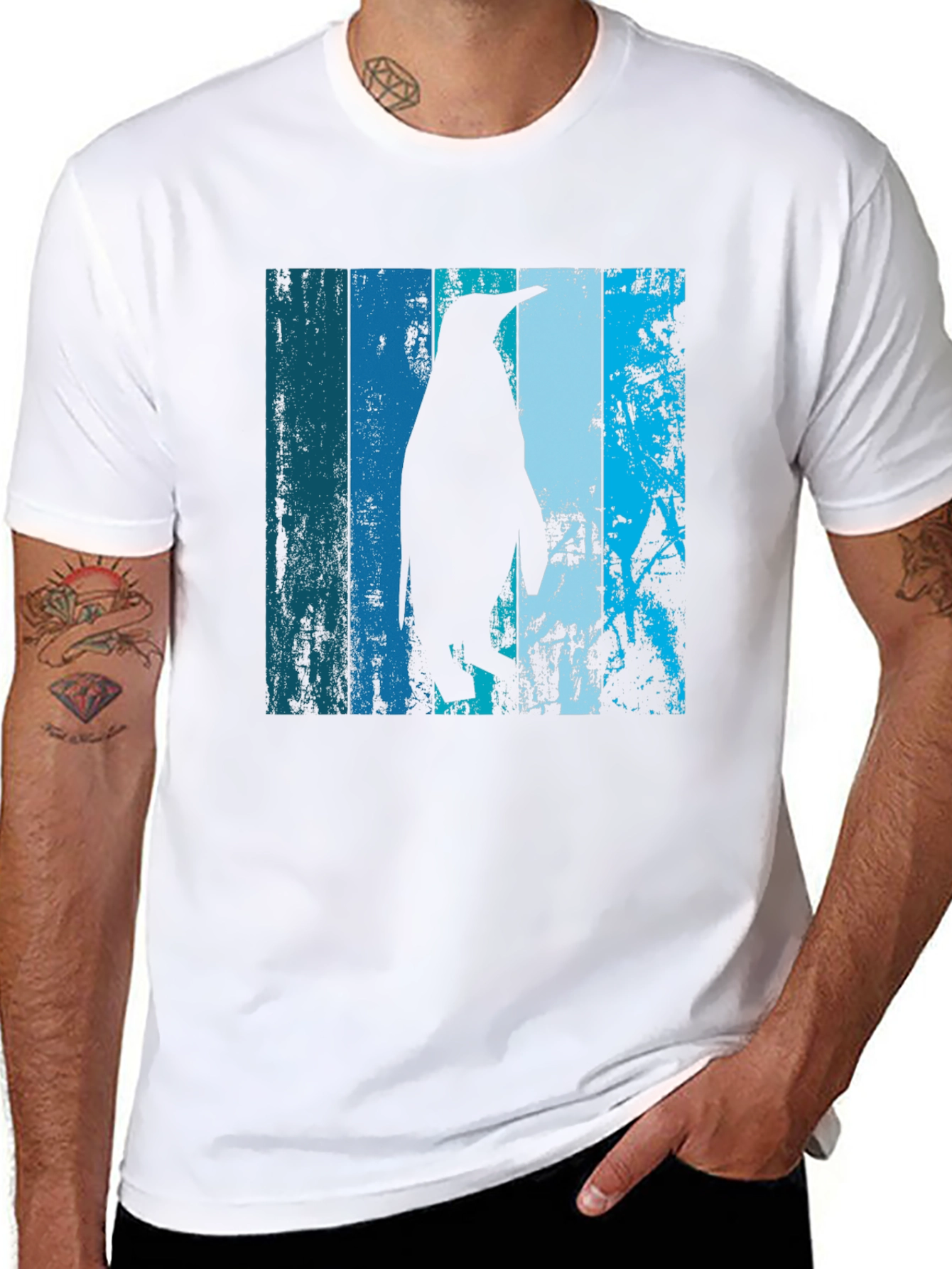 Black Cool Penguin Graphic T-Shirt - Black view 8