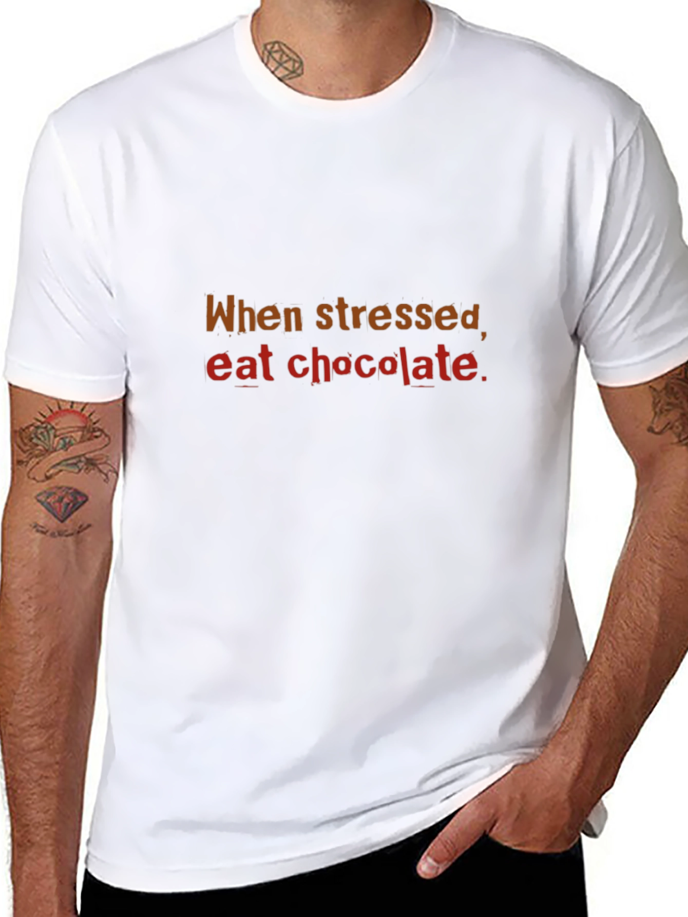 Black When Stressed Eat Chocolate T-Shirt, Comfort Tee view 8